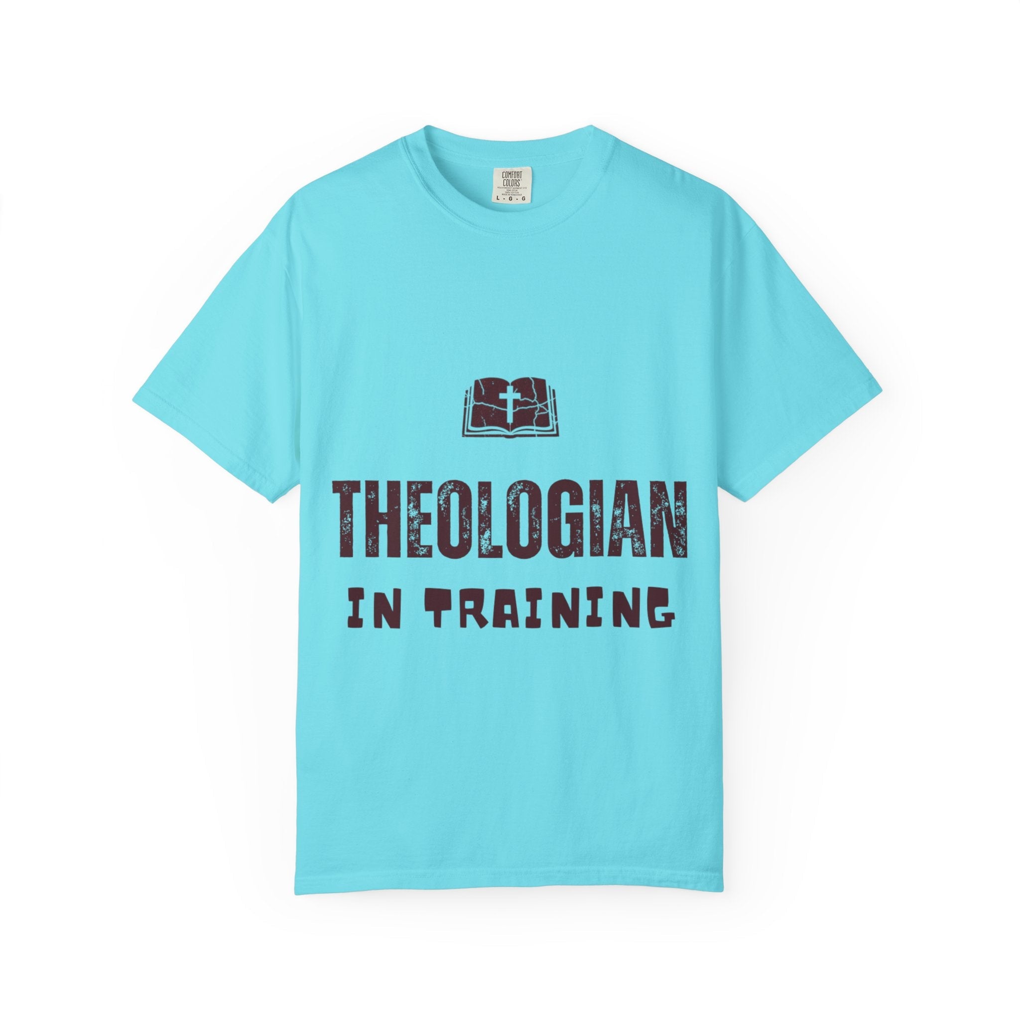 Theologian in Training T-Shirt – Open Bible & Cross Christian Tee for Faithful Learners Printify