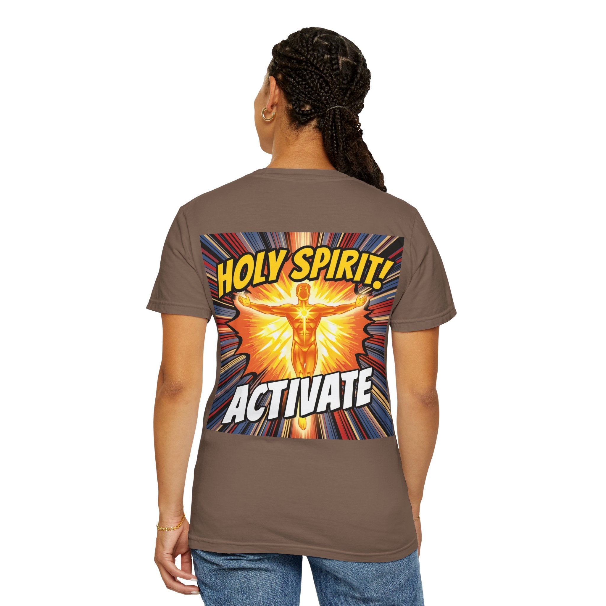 Holy Spirit Activate T-shirt – Superhero Christian T-shirt with Vibrant Power-Up Design for Faith-Fueled Boldness Printify