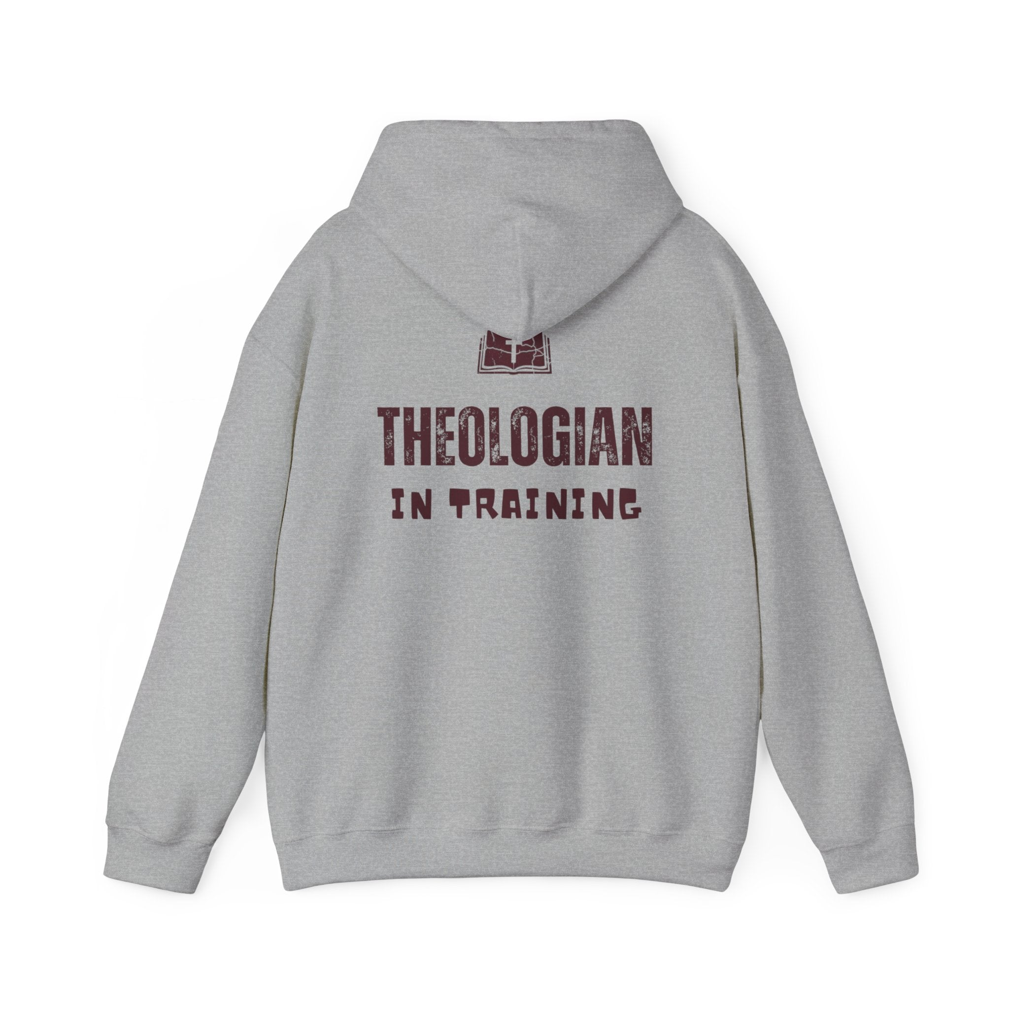 Theologian in Training Hoodie – Open Bible & Cross Christian Hoodie for Faithful Growth Printify