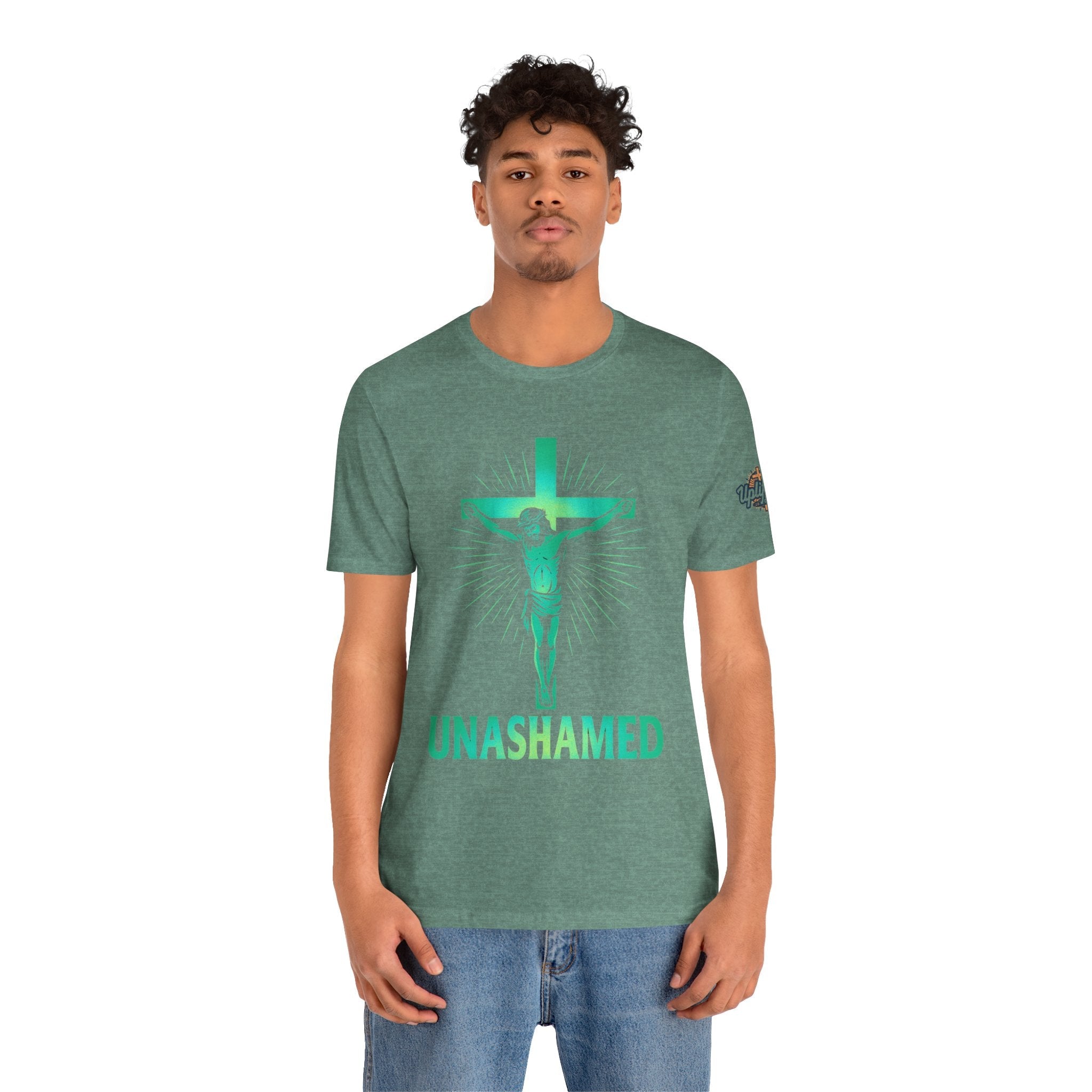 Unashamed T-shirt – Romans 1:16 Crucifixion Christian t-shirt for Bold Unwavering Faith Printify