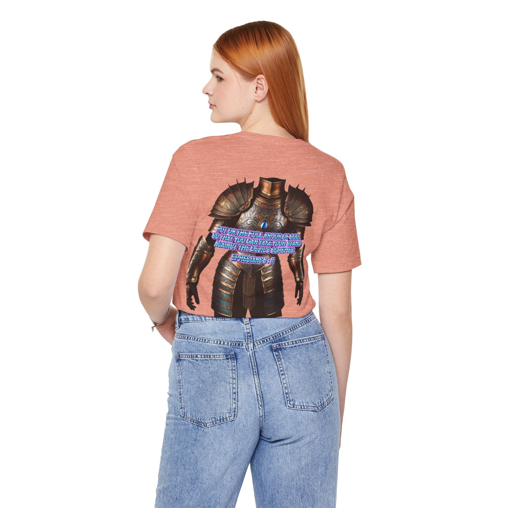 Religious Graphic Tee with Armor Of God Design Unisex Jersey Short Sleeve Tee Printify