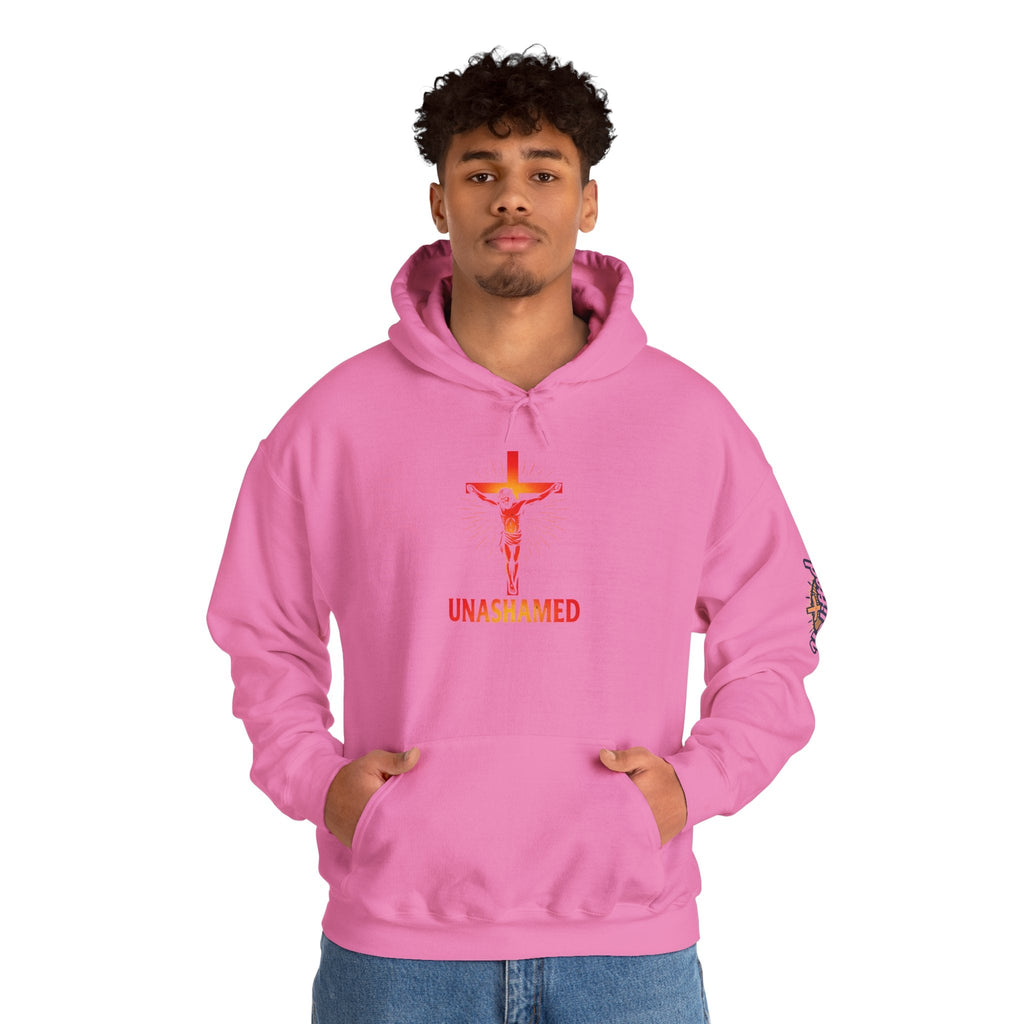 Unashamed Hoodie – Romans 1:16 Crucifixion Christian Sweatshirt for Bold Unwavering Faith Printify