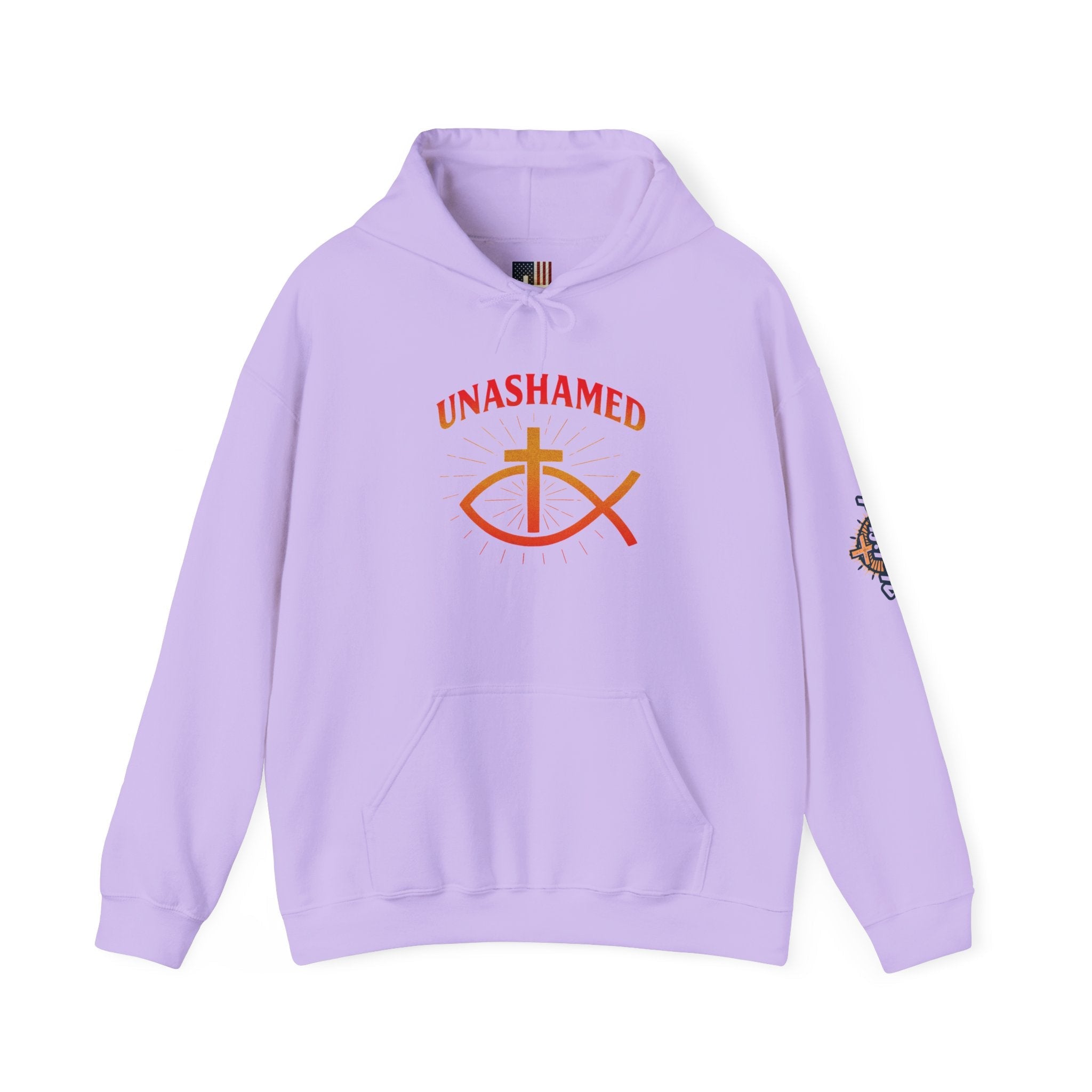 Unashamed Hoodie – Ichthys Jesus Fish & Cross Christian Sweatshirt for Romans 1:16 Bold Faith Printify