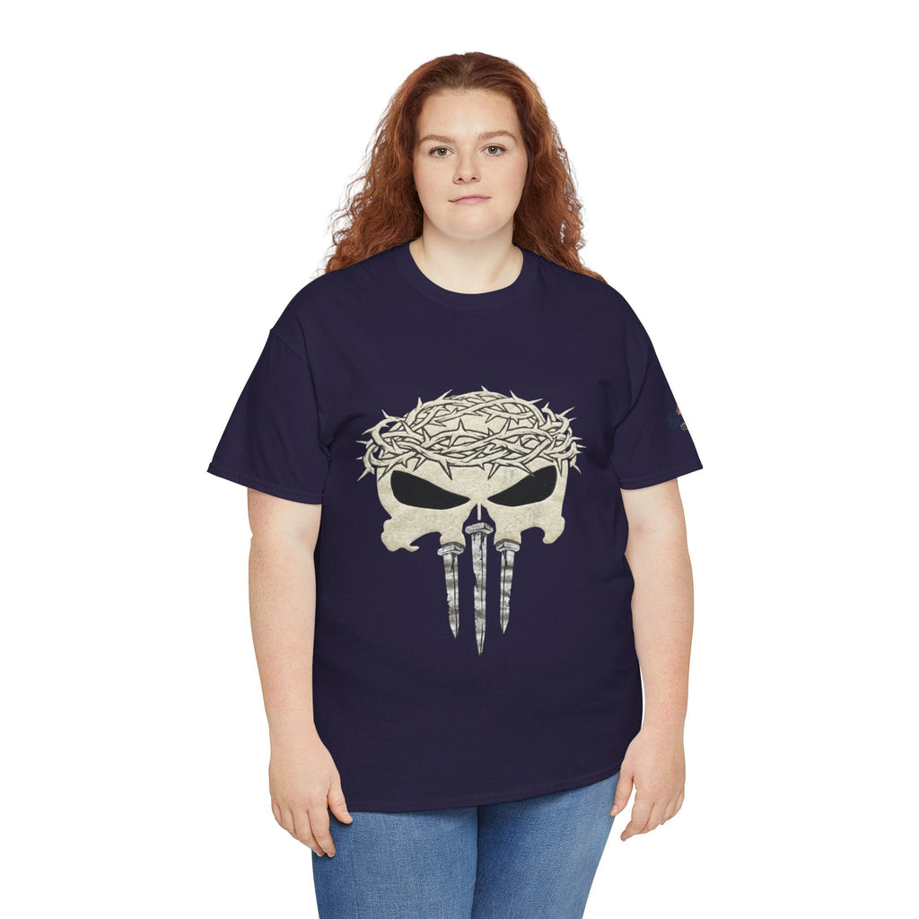 Christian Skull T-shirt - Crown of Thorns & Nails - Warrior Faith T-shirt Printify