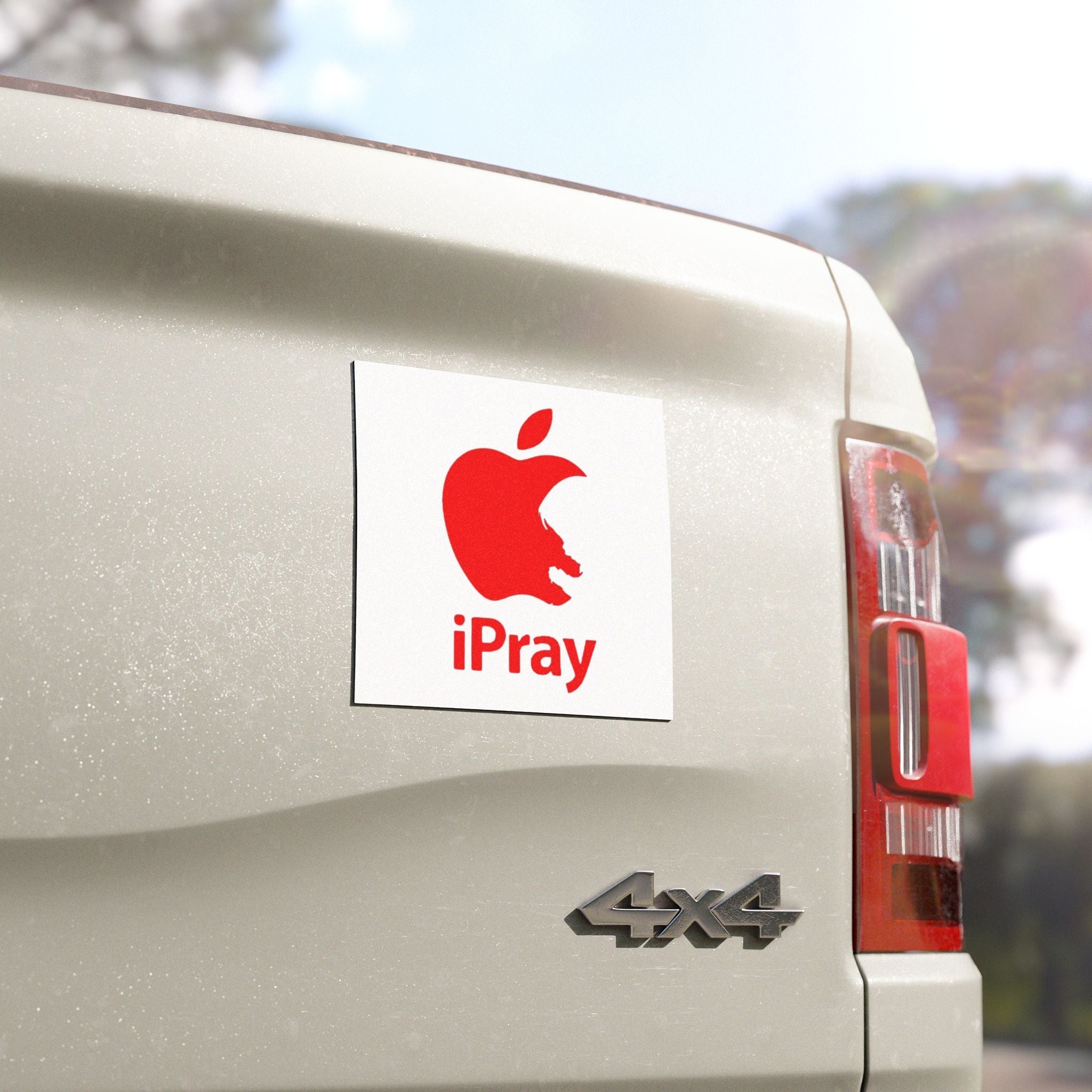 iPray Red Logo Car Magnet — Religious Faith Bumper Sticker Magnet Printify