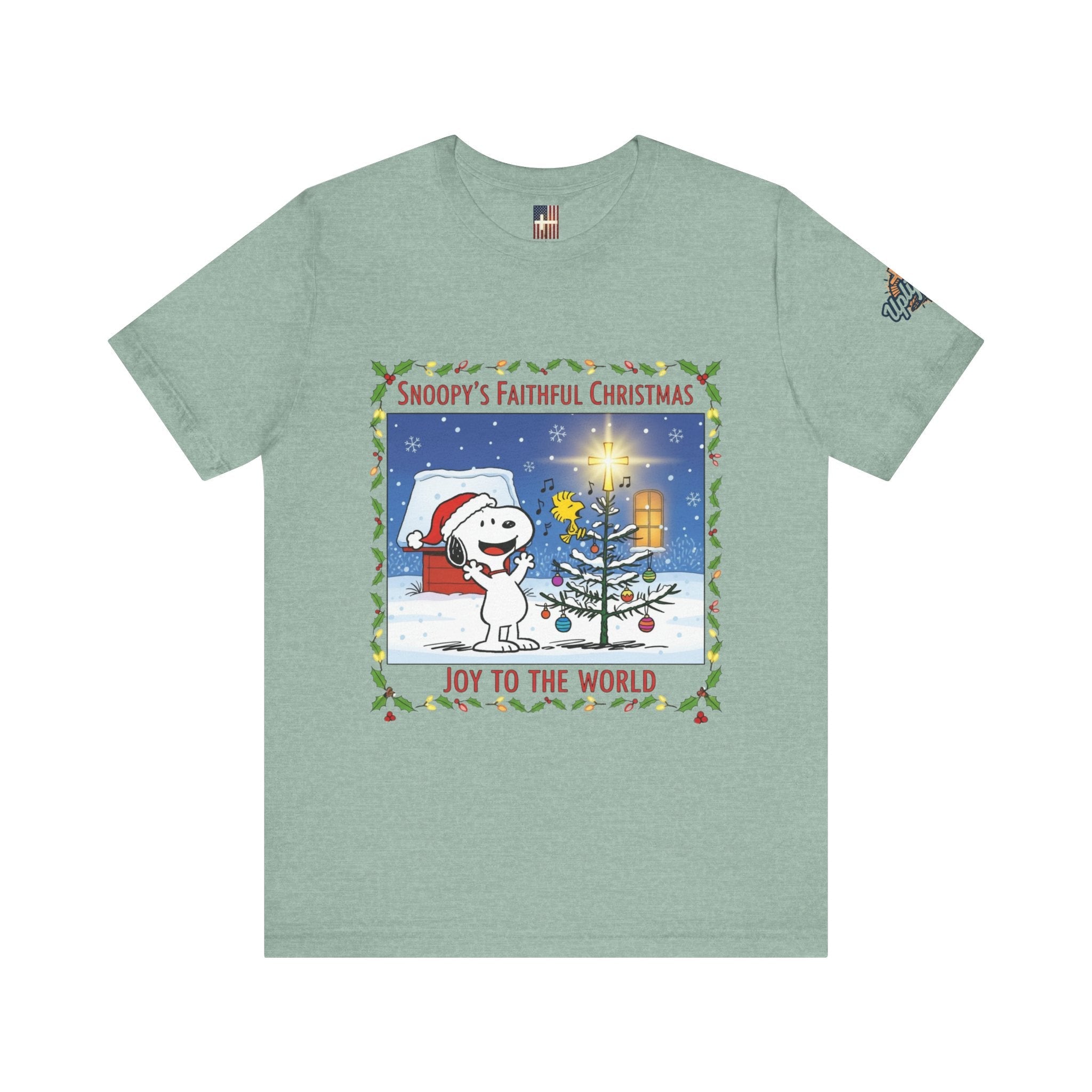 🎄 Faithful Christmas Friends – Christian Holiday T-Shirt | Festive Tree & Cartoon Duo | Heartwarming Christmas Tee by Uplifted Gear Printify