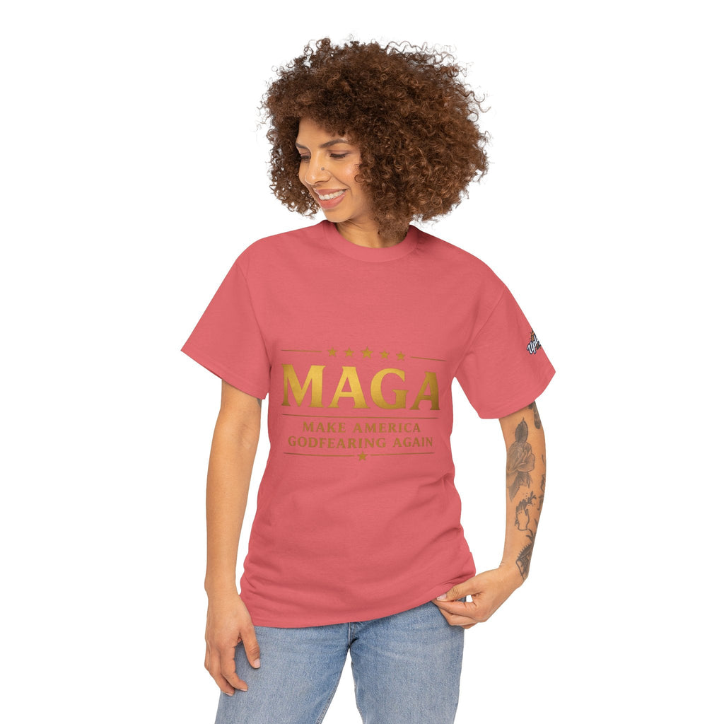 MAGA Gold Letter T-Shirt — "Make America Great Again" Printify