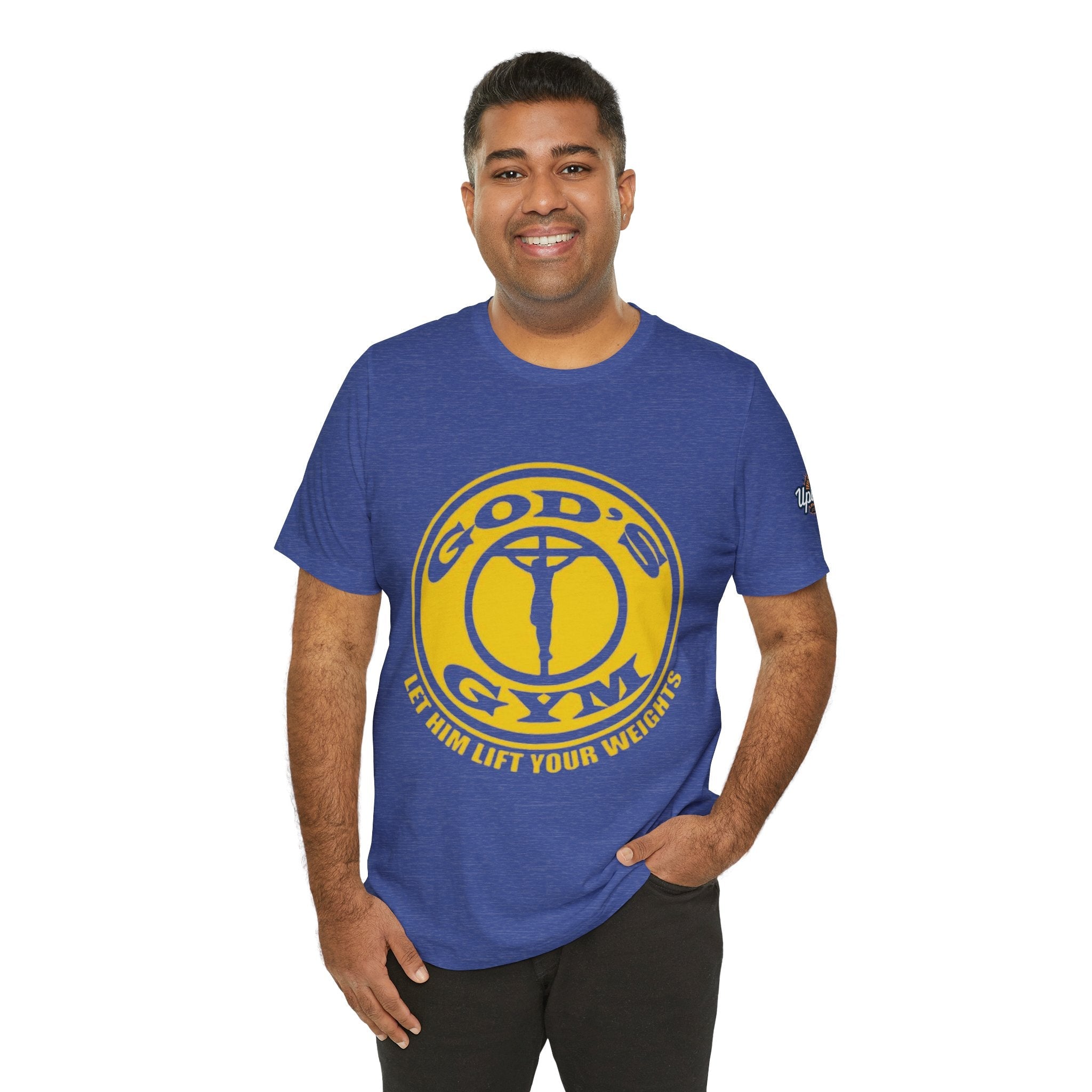 God's Gym T-Shirt — "Let Him Lift Your Weights" Christian Fitness Tee Printify