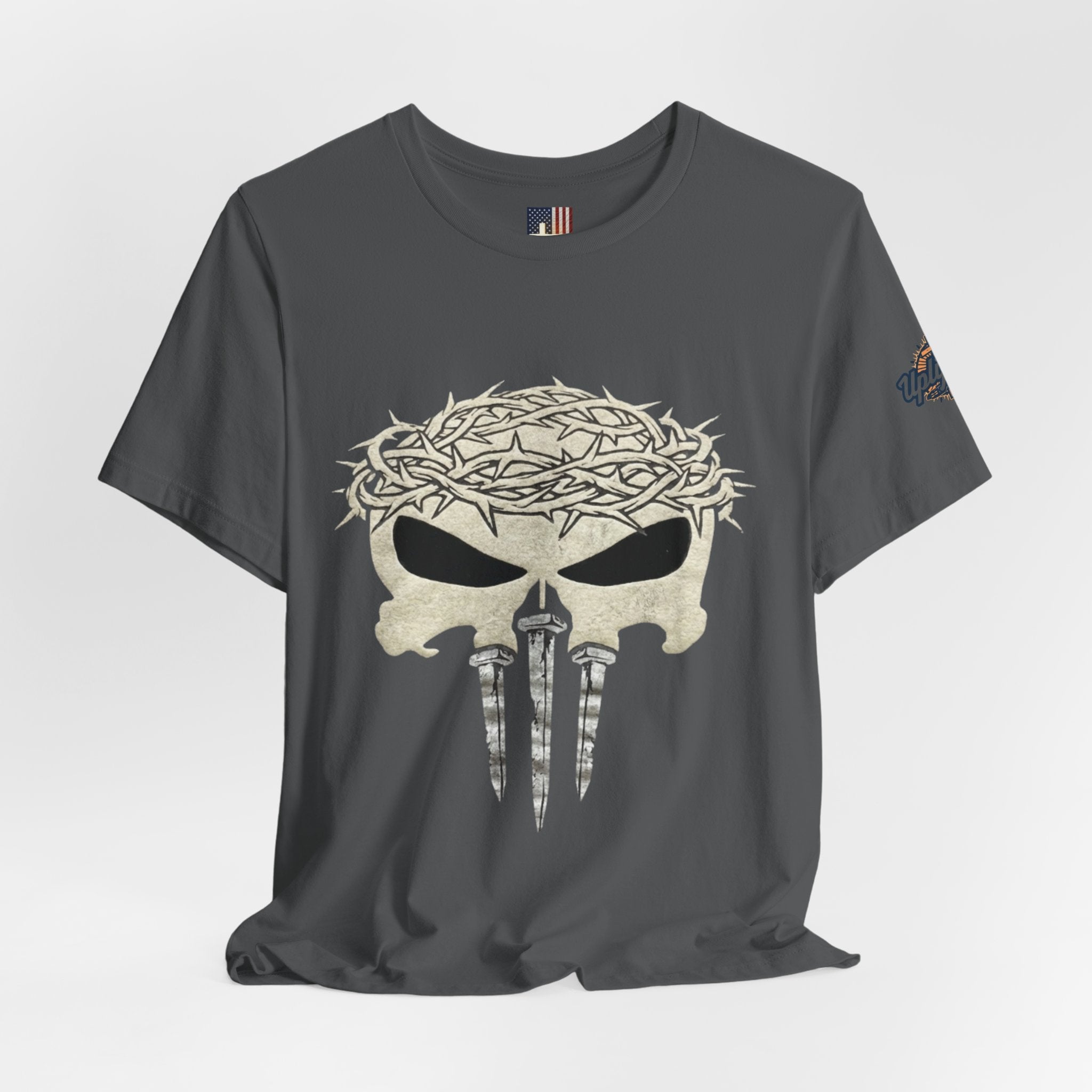 Christian Skull T-shirt - Crown of Thorns & Nails - Warrior Faith T-shirt Printify