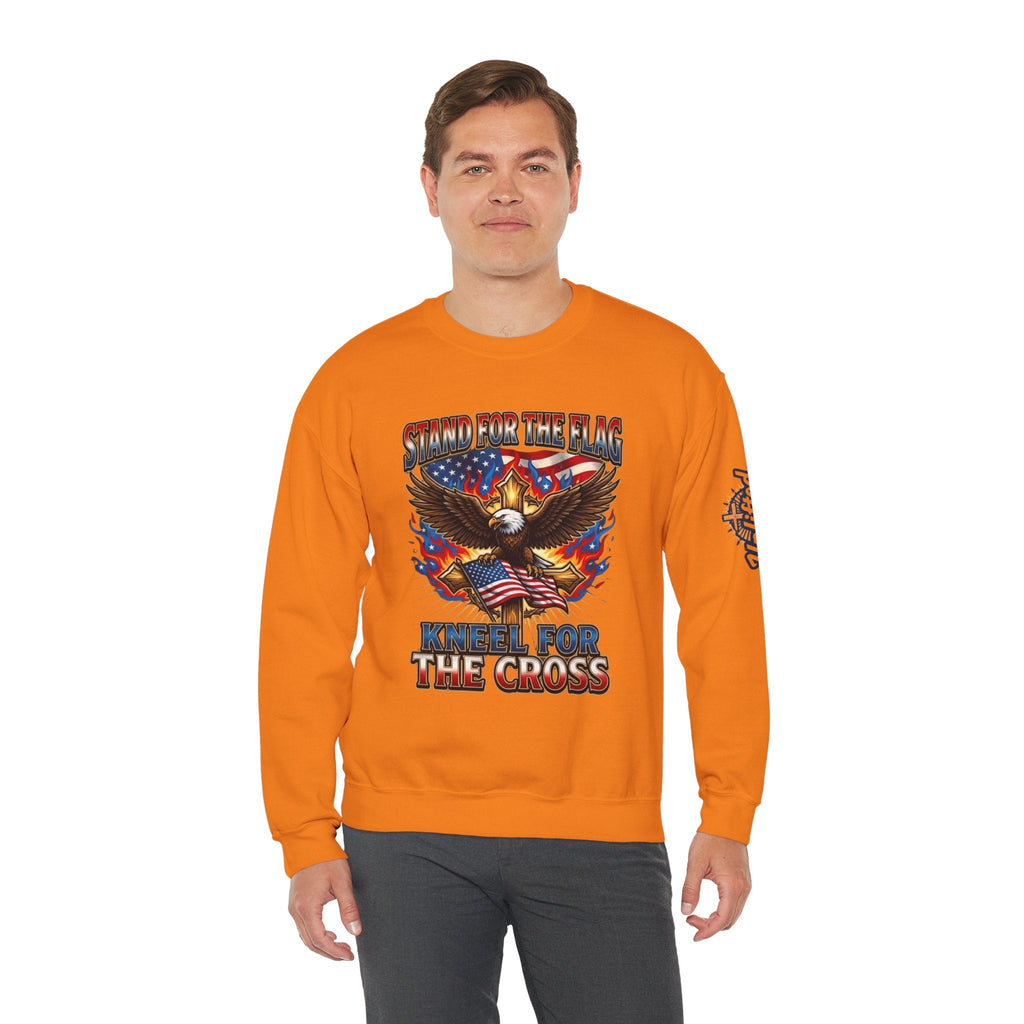 Stand for the Flag Kneel for the Cross Sweatshirt | Patriotic Eagle Sweatshirt Printify