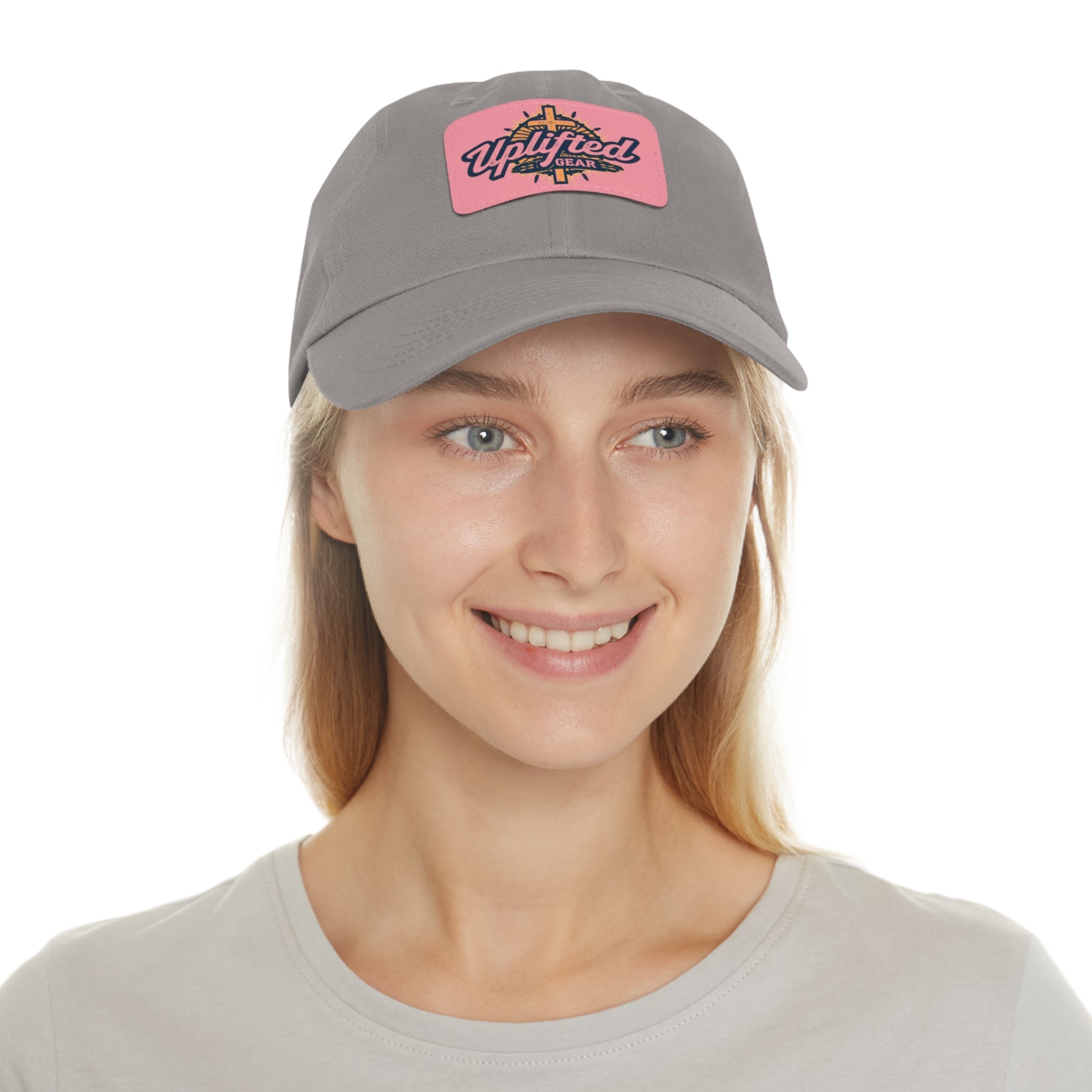 Uplifted Gear Leather Patch Dad Hat — Vintage Aviation Logo Cap Printify