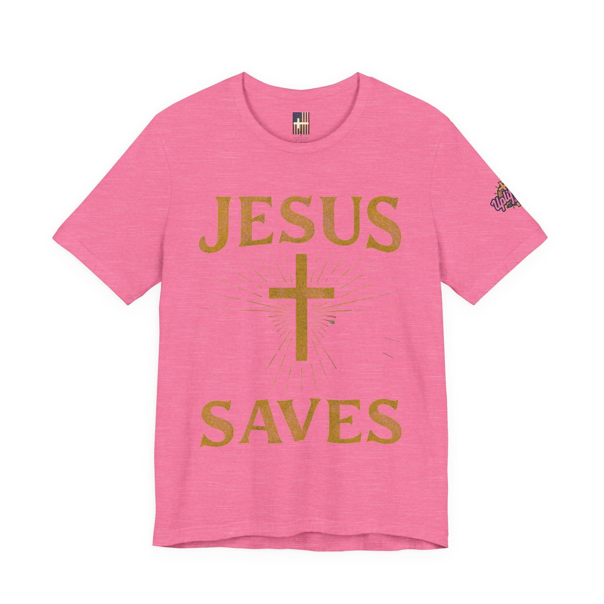 Jesus Saves T-shirt – Radiant Cross & Rays of Light Christian T-shirt for Eternal Hope & Faith Printify