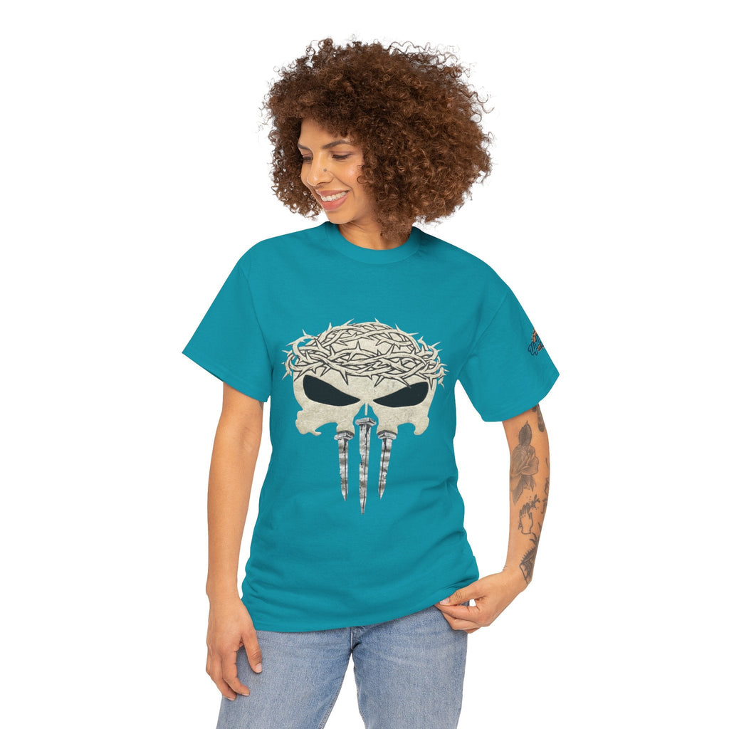 Christian Skull T-shirt - Crown of Thorns & Nails - Warrior Faith T-shirt Printify