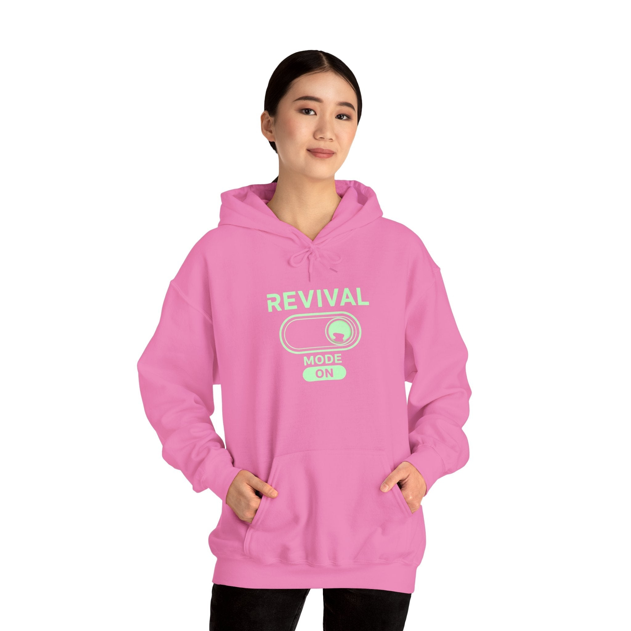 🔥 Revival Mode: ON – Christian Techwear Hoodie | Glowing Green Faith Switch | Futuristic Jesus Shirt | Activate Your Spiritual Awakening | Uplifted Gear Printify