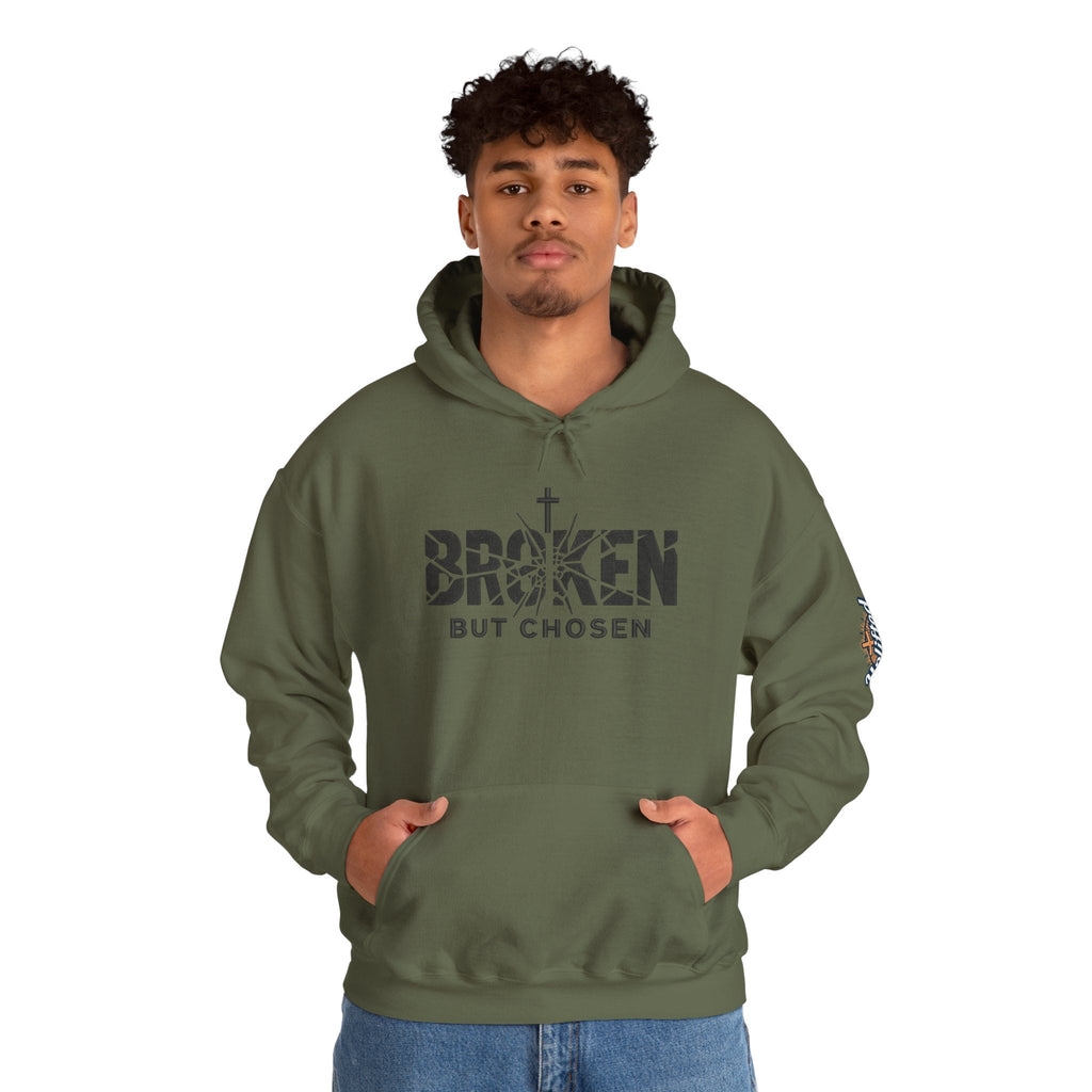 Broken But Chosen Hoodie — Christian Faith Graphic Sweatshirt Printify