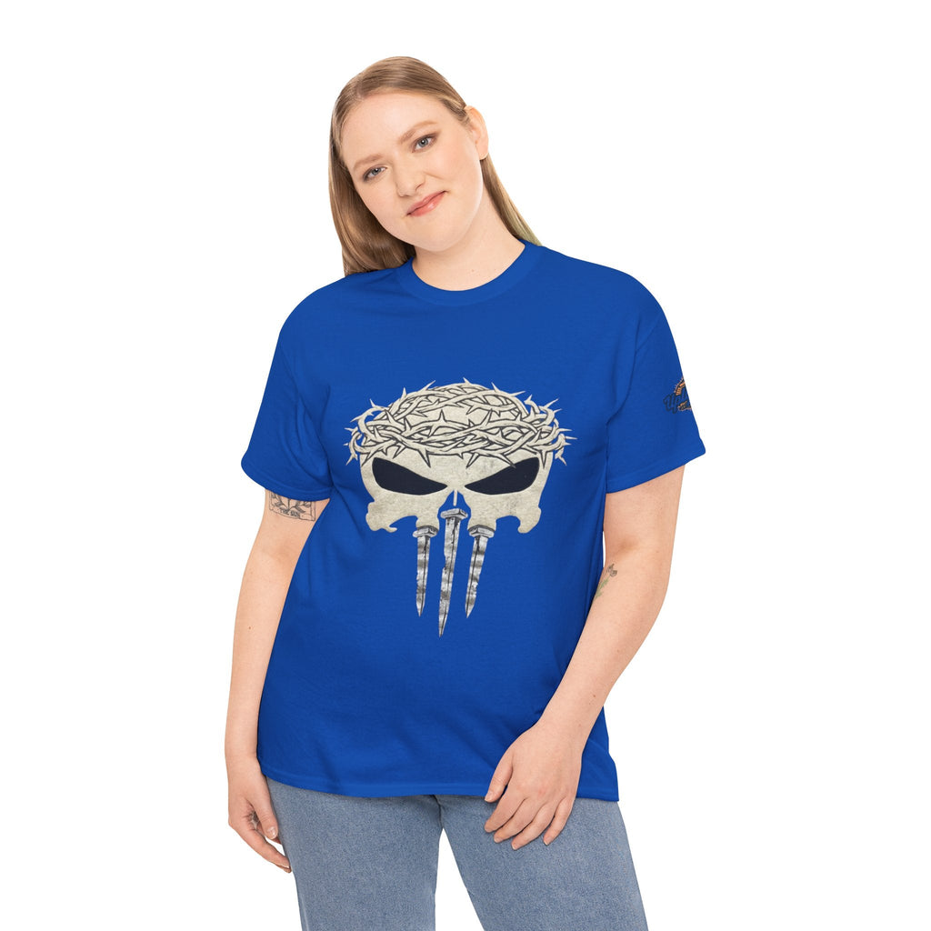 Christian Skull T-shirt - Crown of Thorns & Nails - Warrior Faith T-shirt Printify