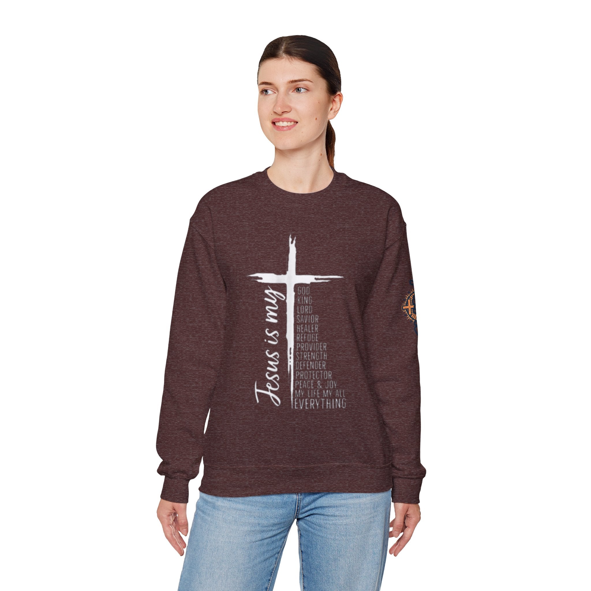 Jesus Is My Everything Sweatshirt – Cross List God King Lord Savior Christian Sweatshirt for Total Surrender Faith Printify