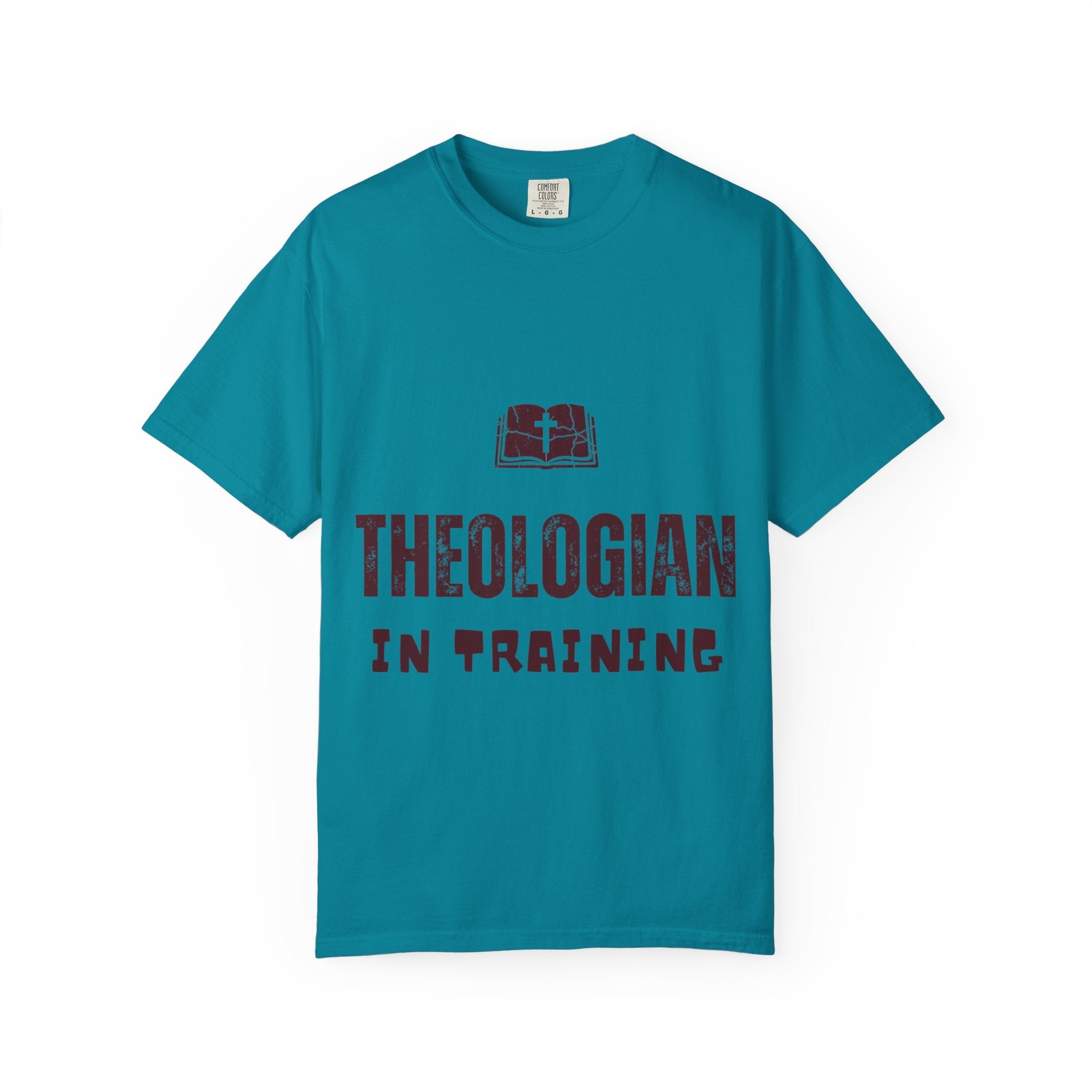 Theologian in Training T-Shirt – Open Bible & Cross Christian Tee for Faithful Learners Printify