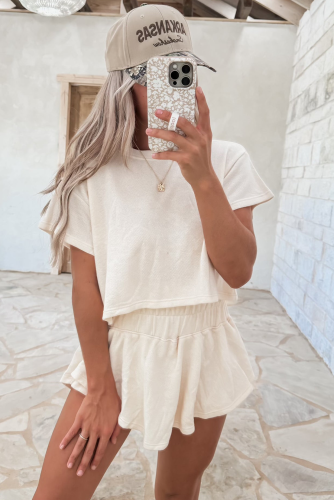 Cream High Waist Skort Set Pretty Little Patriot
