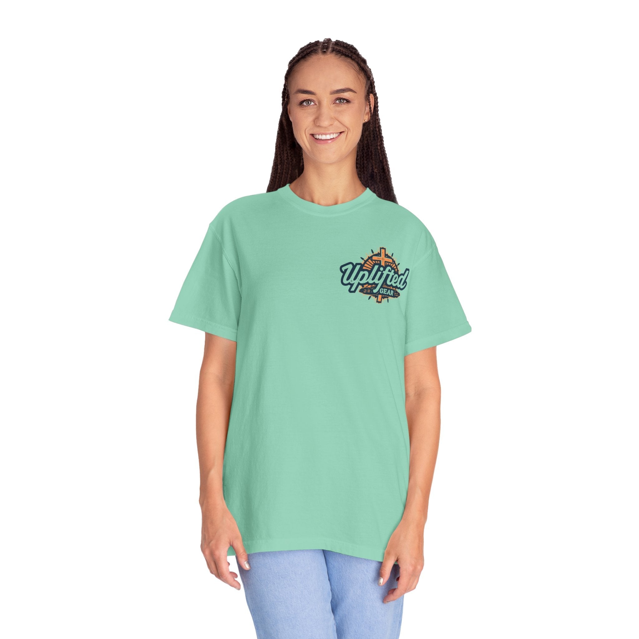 Joy to the World T-shirt – Wreath Earth Nativity Christian Christmas T-shirt for Isaiah 9:6 Holiday Faith & Festive Joy Printify
