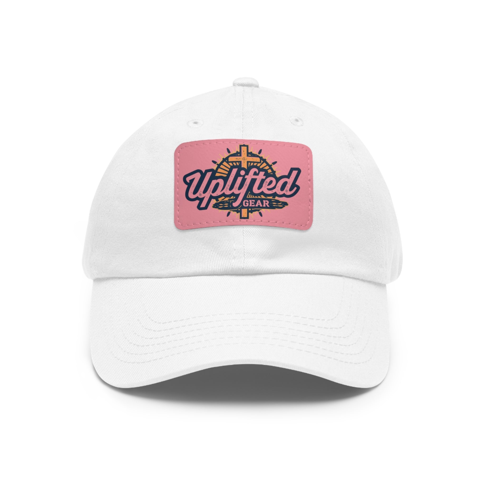 Uplifted Gear Leather Patch Dad Hat — Vintage Aviation Logo Cap Printify