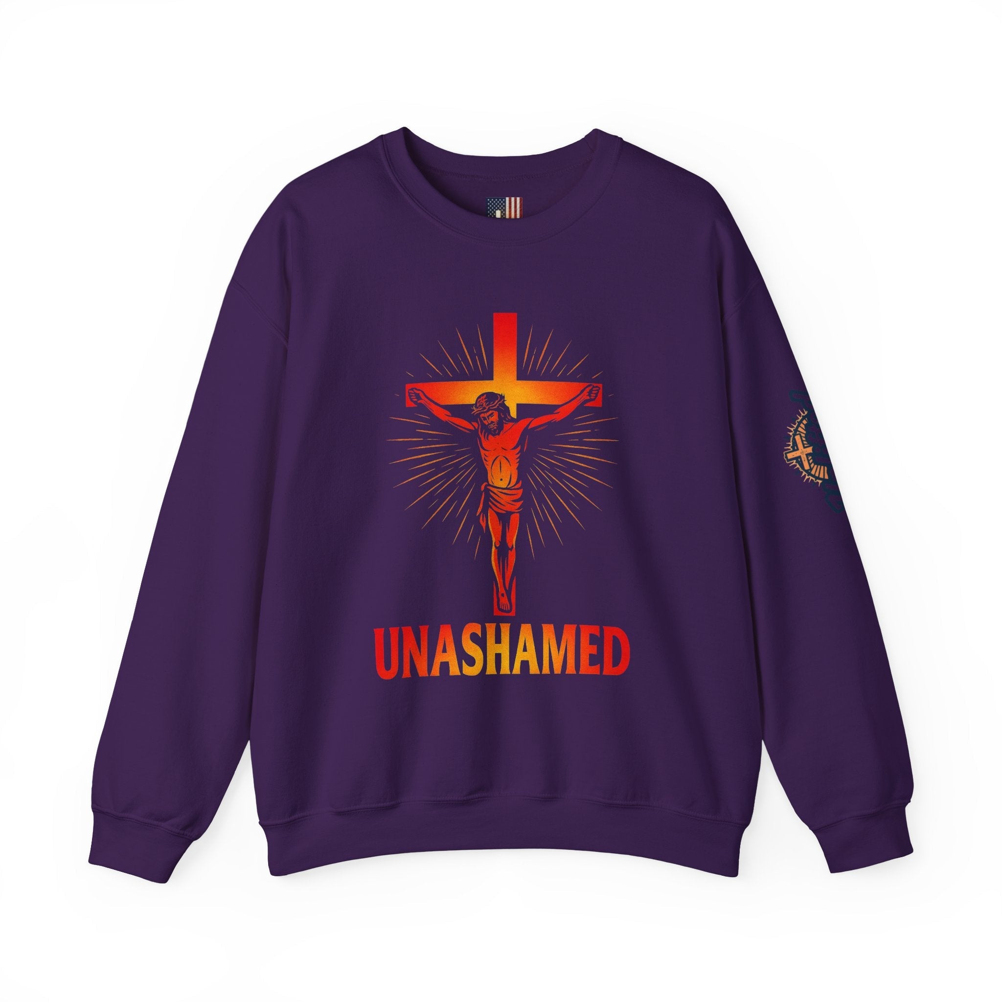 Unashamed Sweatshirt – Romans 1:16 Crucifixion Christian Sweatshirt for Bold Unwavering Faith Printify