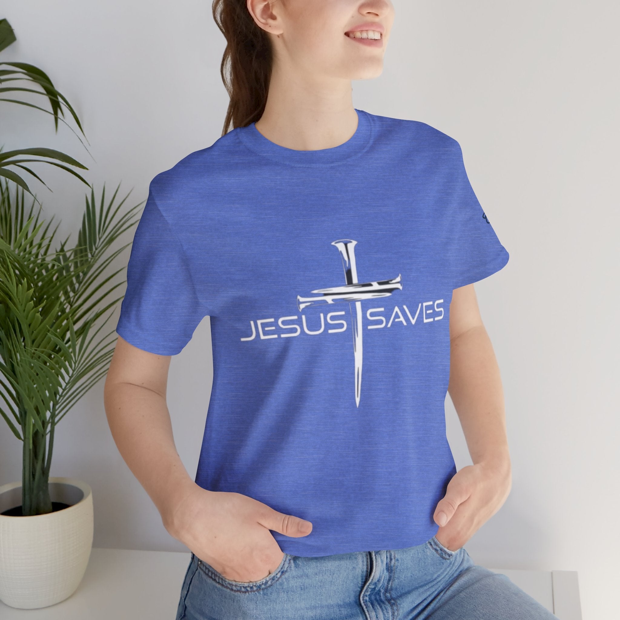 Jesus Saves T-shirt – 3 Nails Crucifix Cross Christian T-shirt for Redemption Faith & Bold Salvation Printify