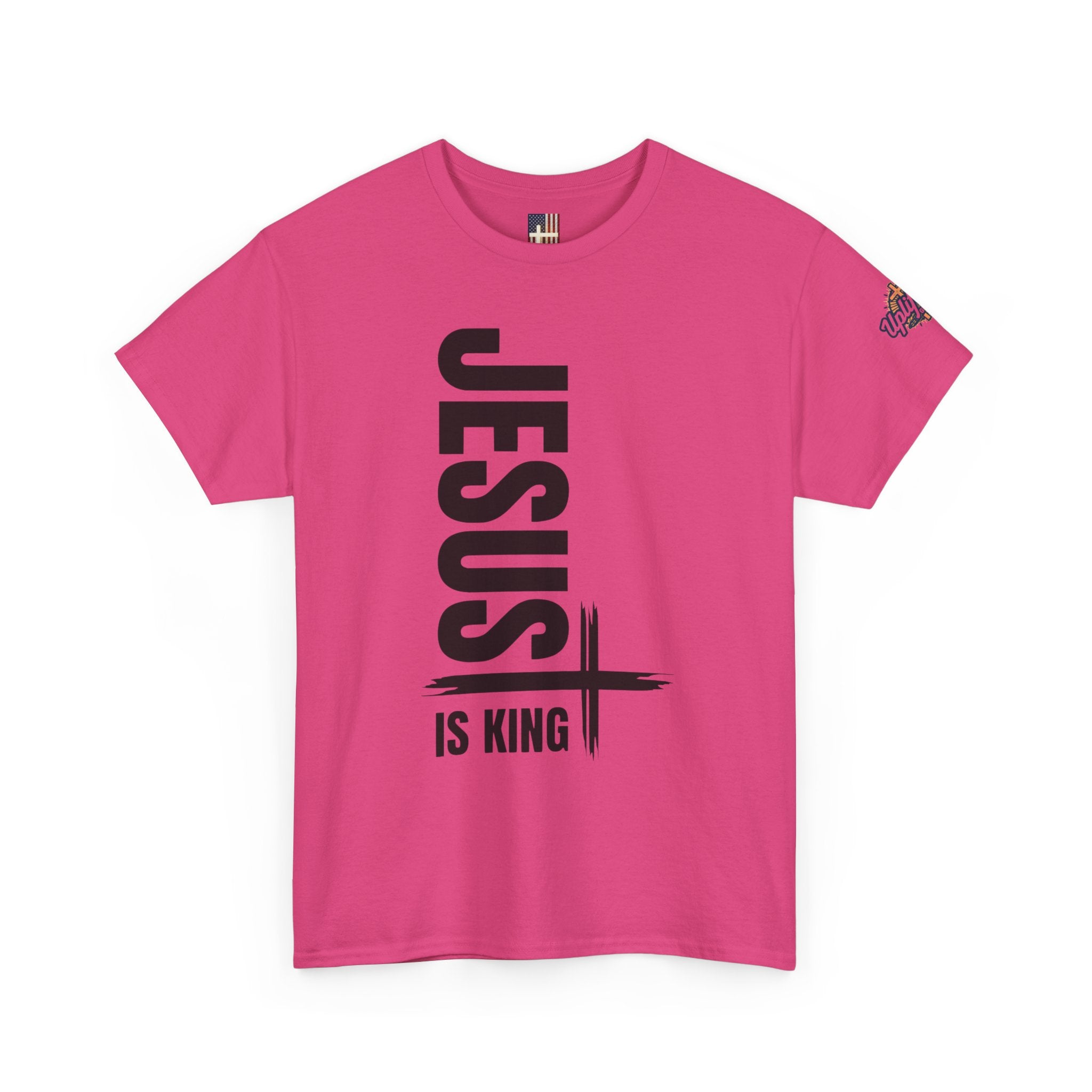 Jesus Is King T-shirt | Modern Typographic Cross Christian T-shirt Printify