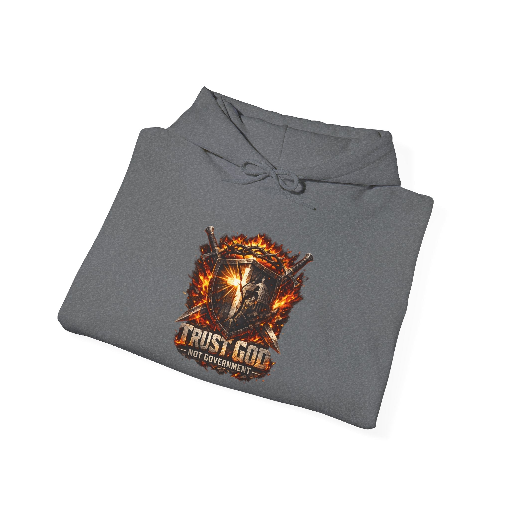 Trust God Not Government Shield Hoodie — Patriotic Christian Faith Hoodie Printify
