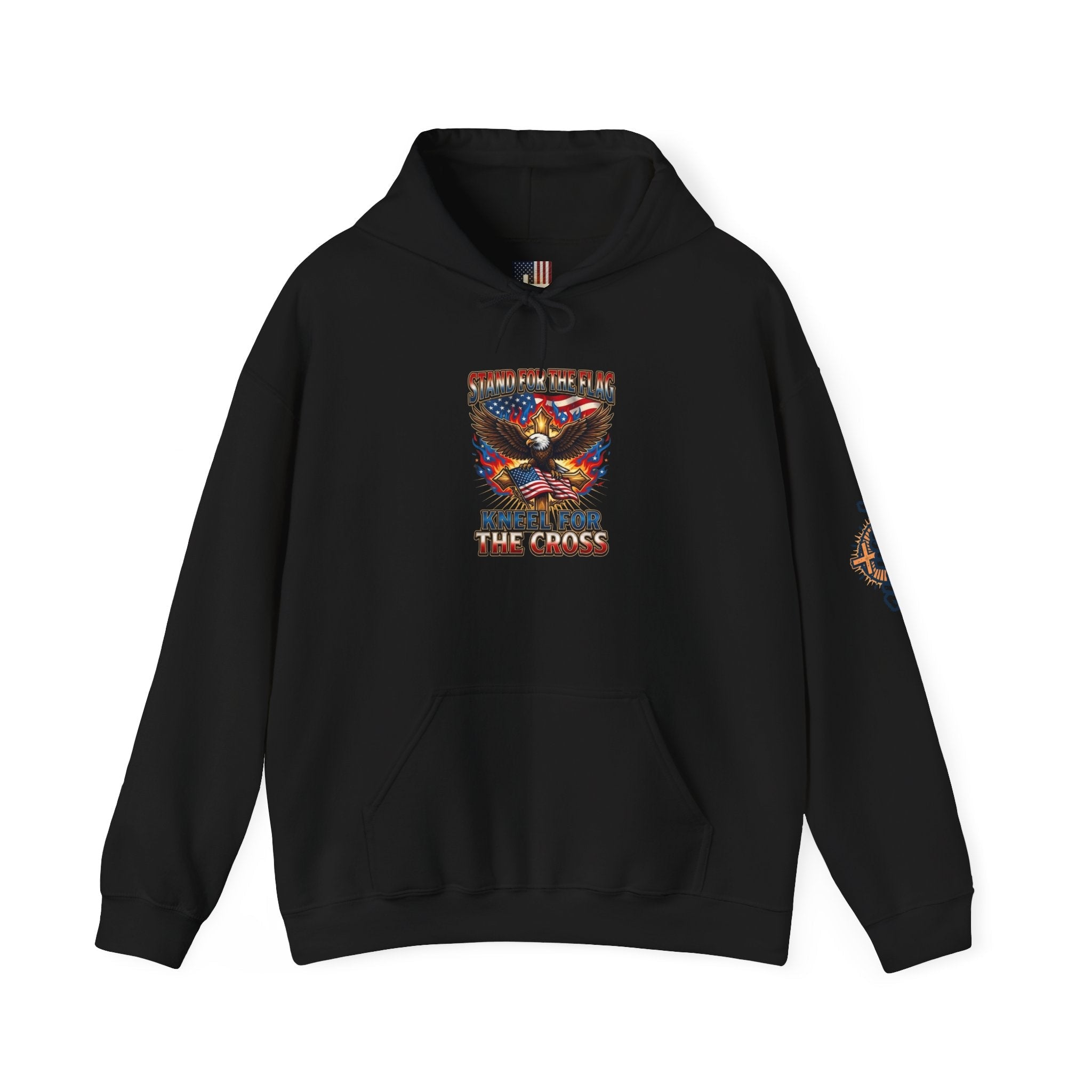 Stand for the Flag Kneel for the Cross Hoodie | Patriotic Eagle Hoodie Printify