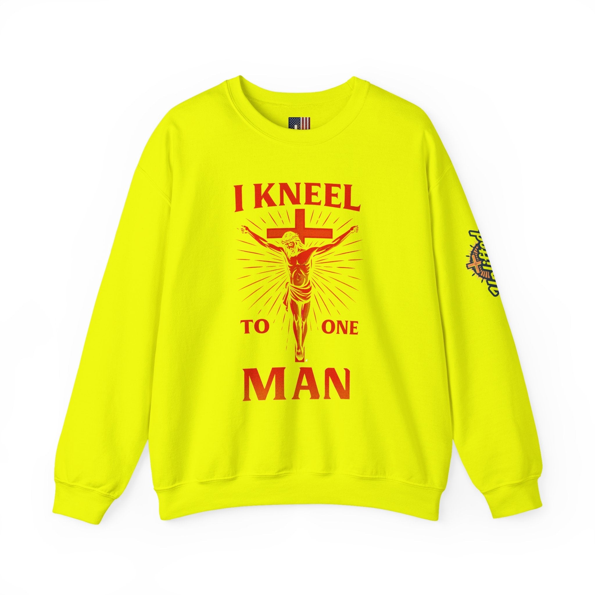 I Kneel to One Man Sweatshirt – Crucifixion Christian Sweatshirt for Unashamed Devotion & Bold Faith Printify