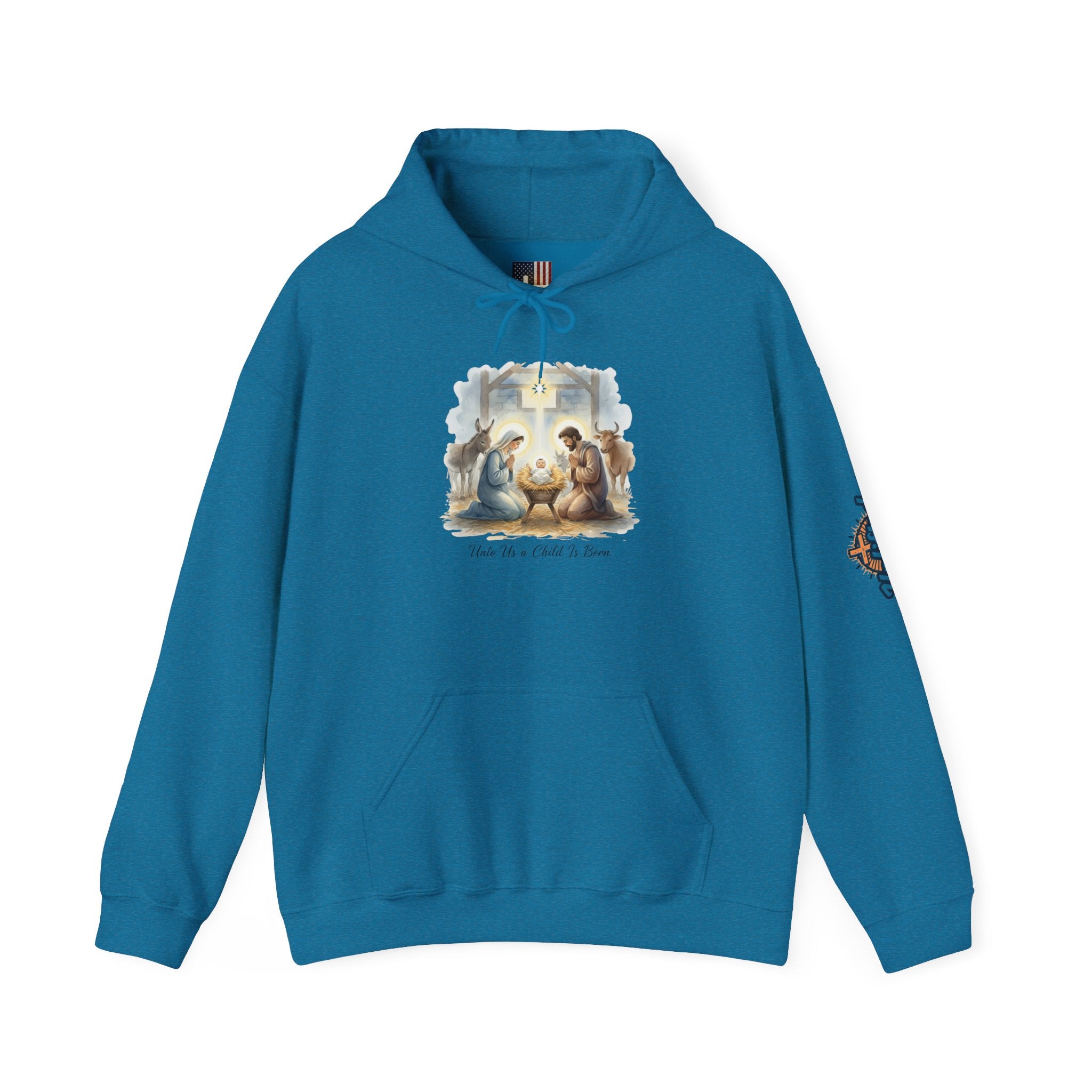 Unto Us a Child is Born Hoodie – Isaiah 9:6 Nativity Manger Scene Christian Christmas Sweatshirt for Holy Night Faith Printify