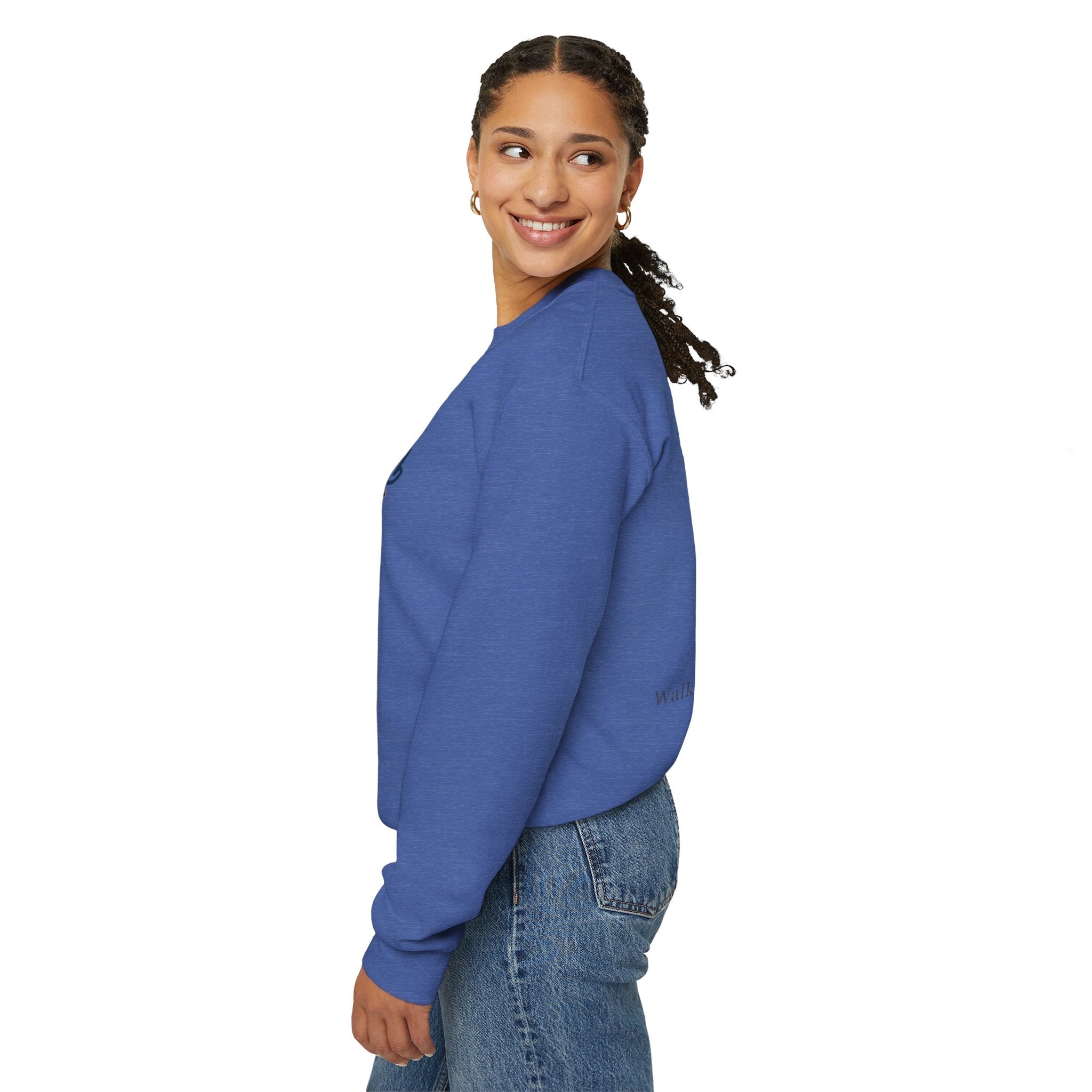 Walk by Faith Sweatshirt – Cross & Footprints Christian Sweatshirt for Cozy Inspiration Printify