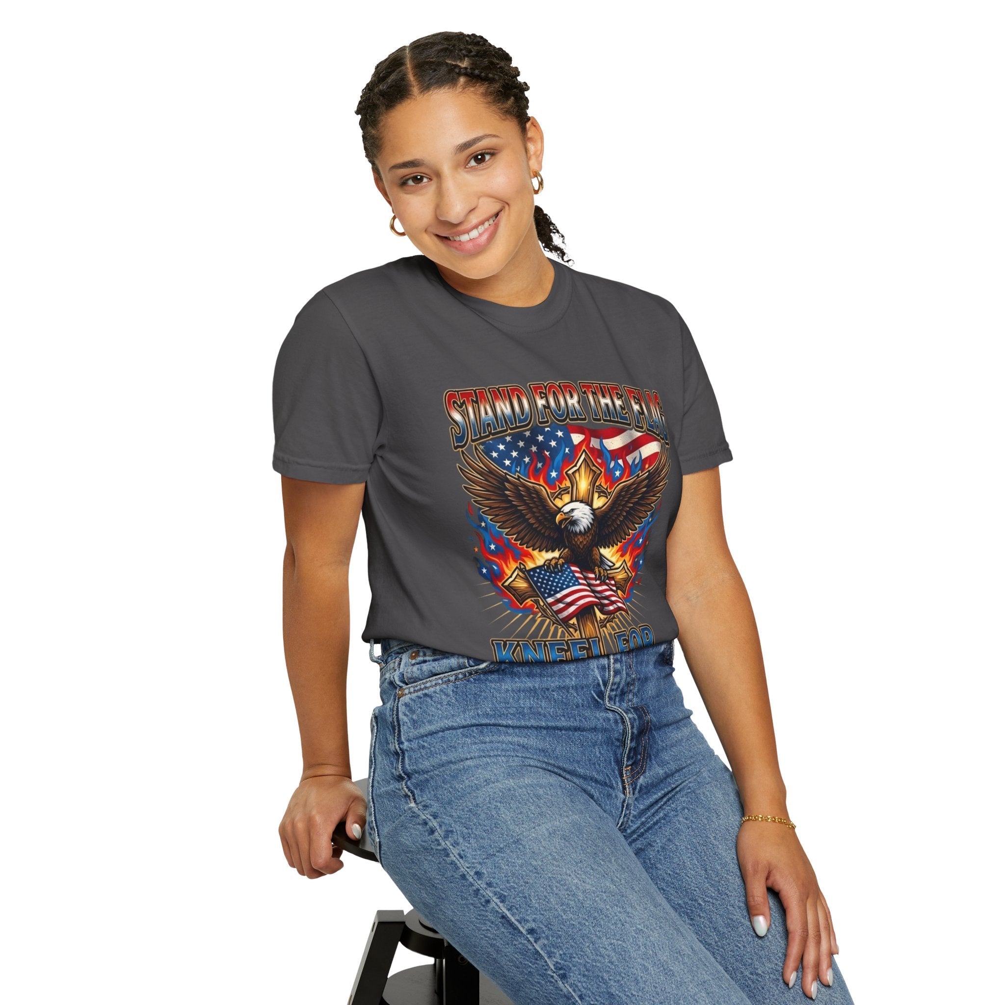 Stand for the Flag Kneel for the Cross T-shirt | Patriotic Eagle T-shirt Printify