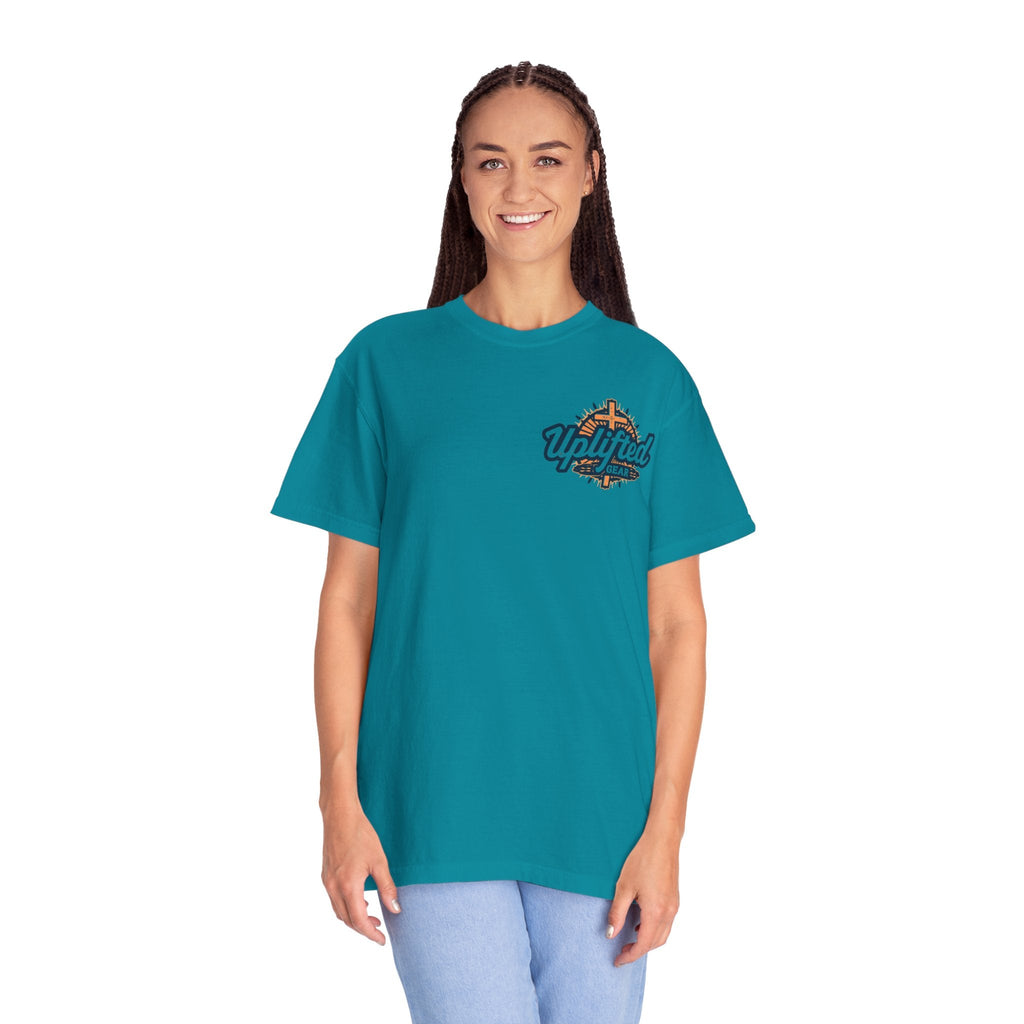 Jesus Saves T-shirt – Radiant Cross & Rays of Light Christian T-shirt for Eternal Hope & Faith Printify