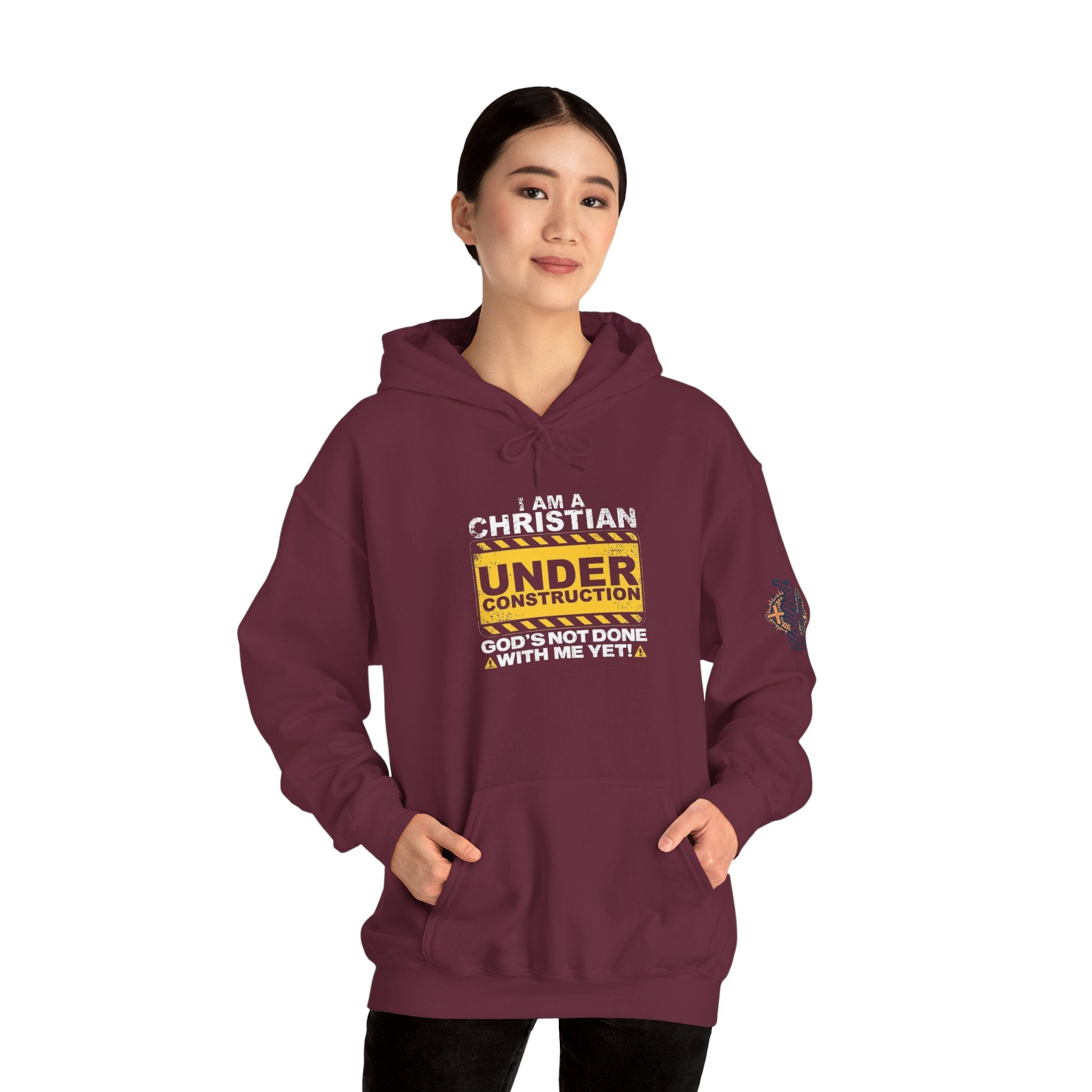 Christian Under Construction Hoodie | God Is Not Done With Me Yet Hoodie Printify