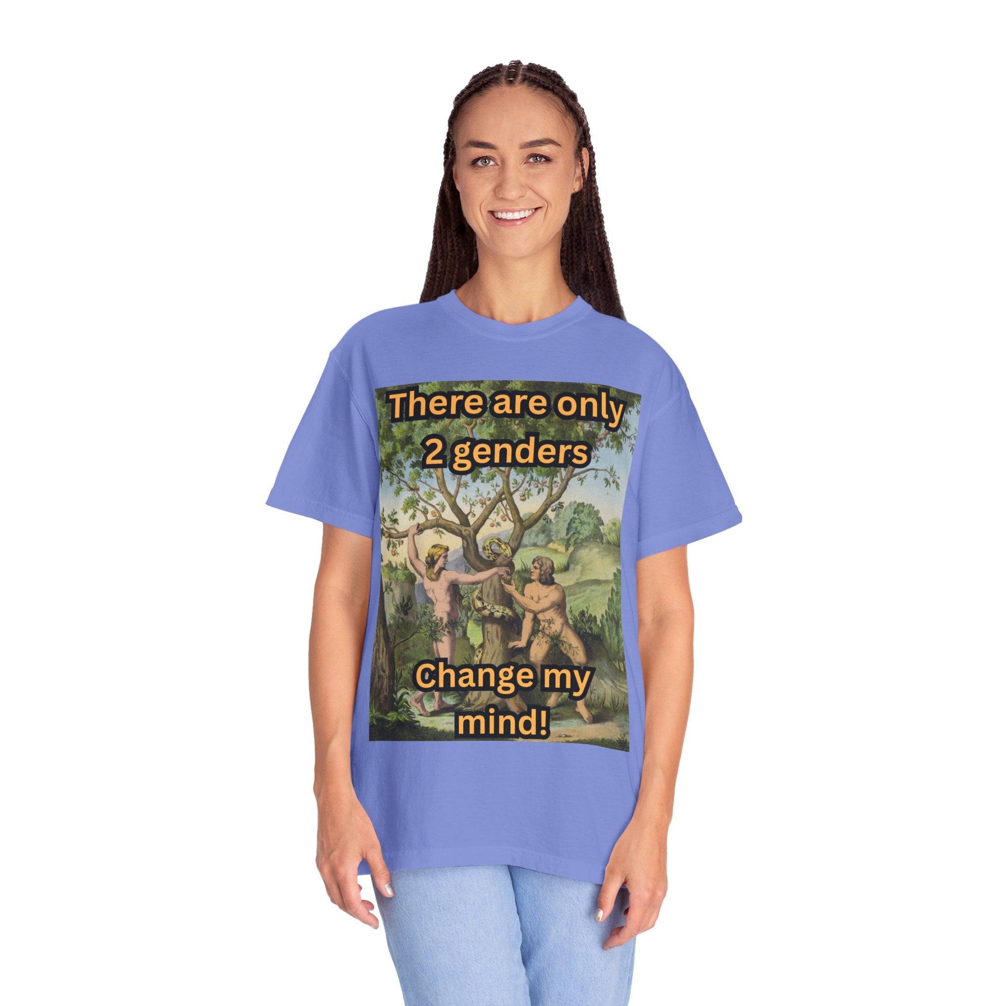 There Are Only 2 Genders T-Shirt – Adam & Eve Cross Christian Tee for Bold Faith Printify