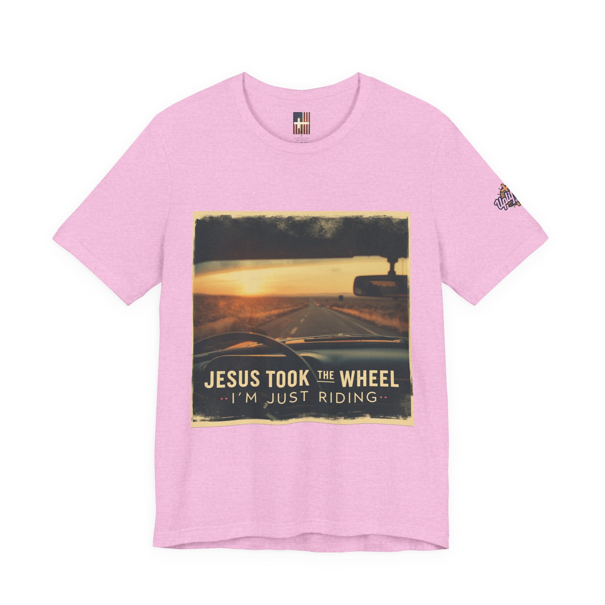 Jesus Took the Wheel I'm Just Riding T-shirt – Funny Christian Convertible Car T-shirt for Surrendered Faith & Humor Printify
