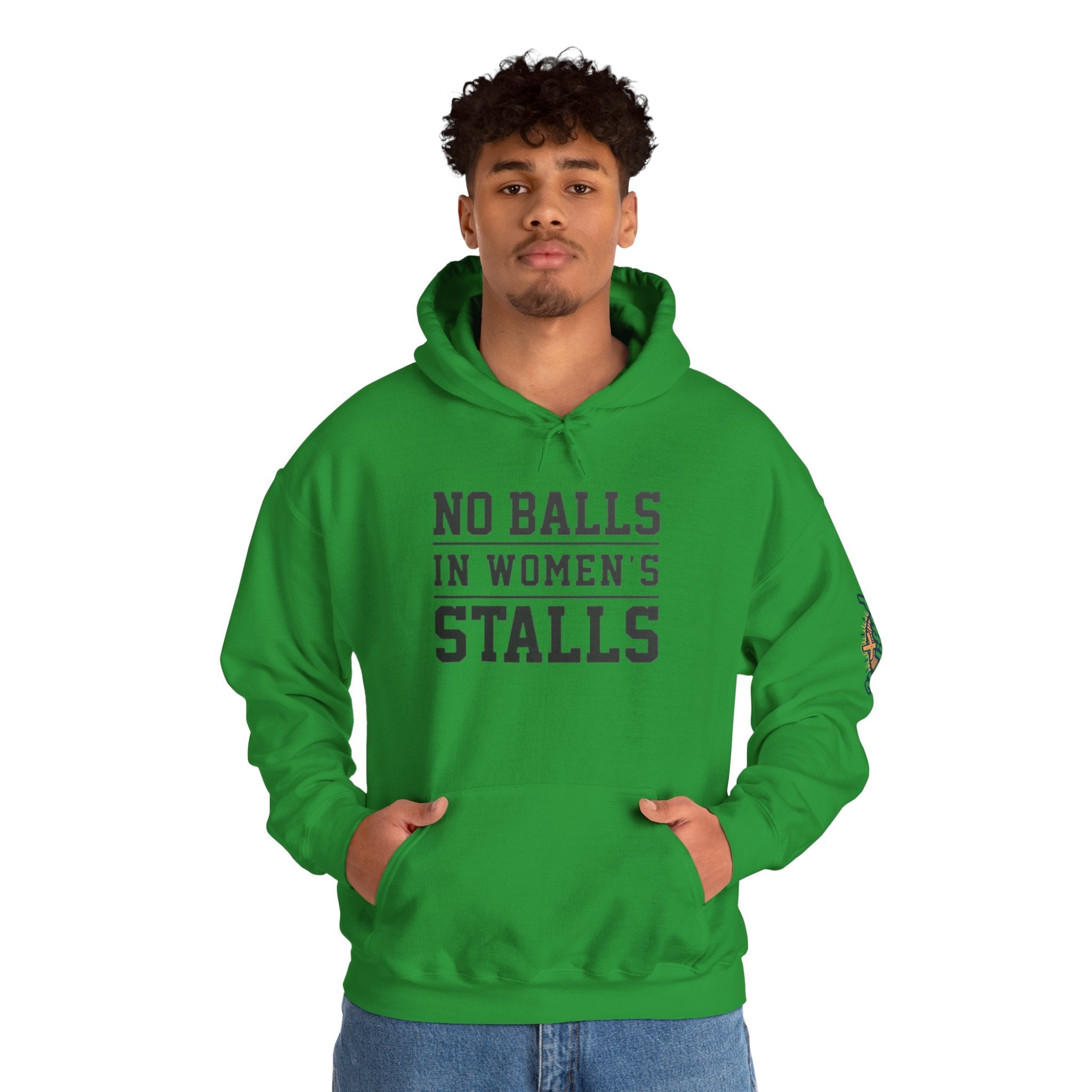 "No Balls in Women's Stalls" Statement Hoodie — Protest Sweatshirt Printify