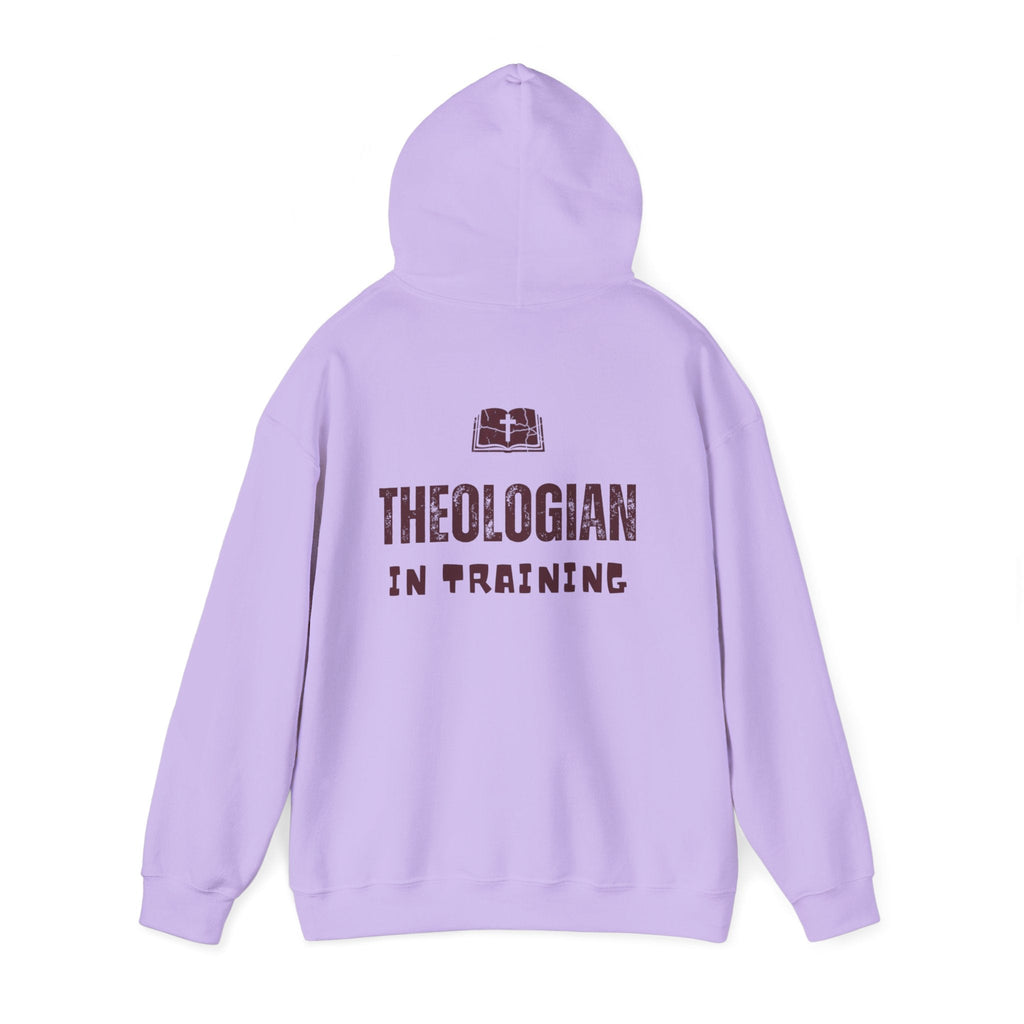 Theologian in Training Hoodie – Open Bible & Cross Christian Hoodie for Faithful Growth Printify