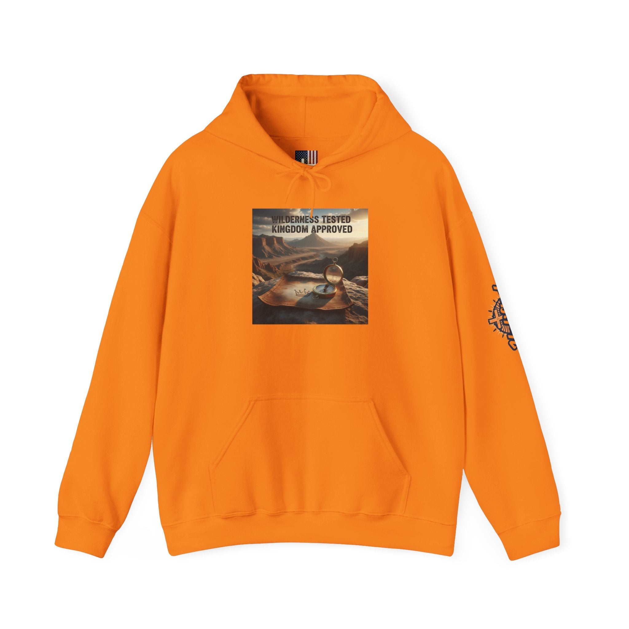 Wilderness Tested Kingdom Approved Hoodie – Mountain Desert Compass Crown Christian Sweatshirt for Biblical Adventure Faith Printify