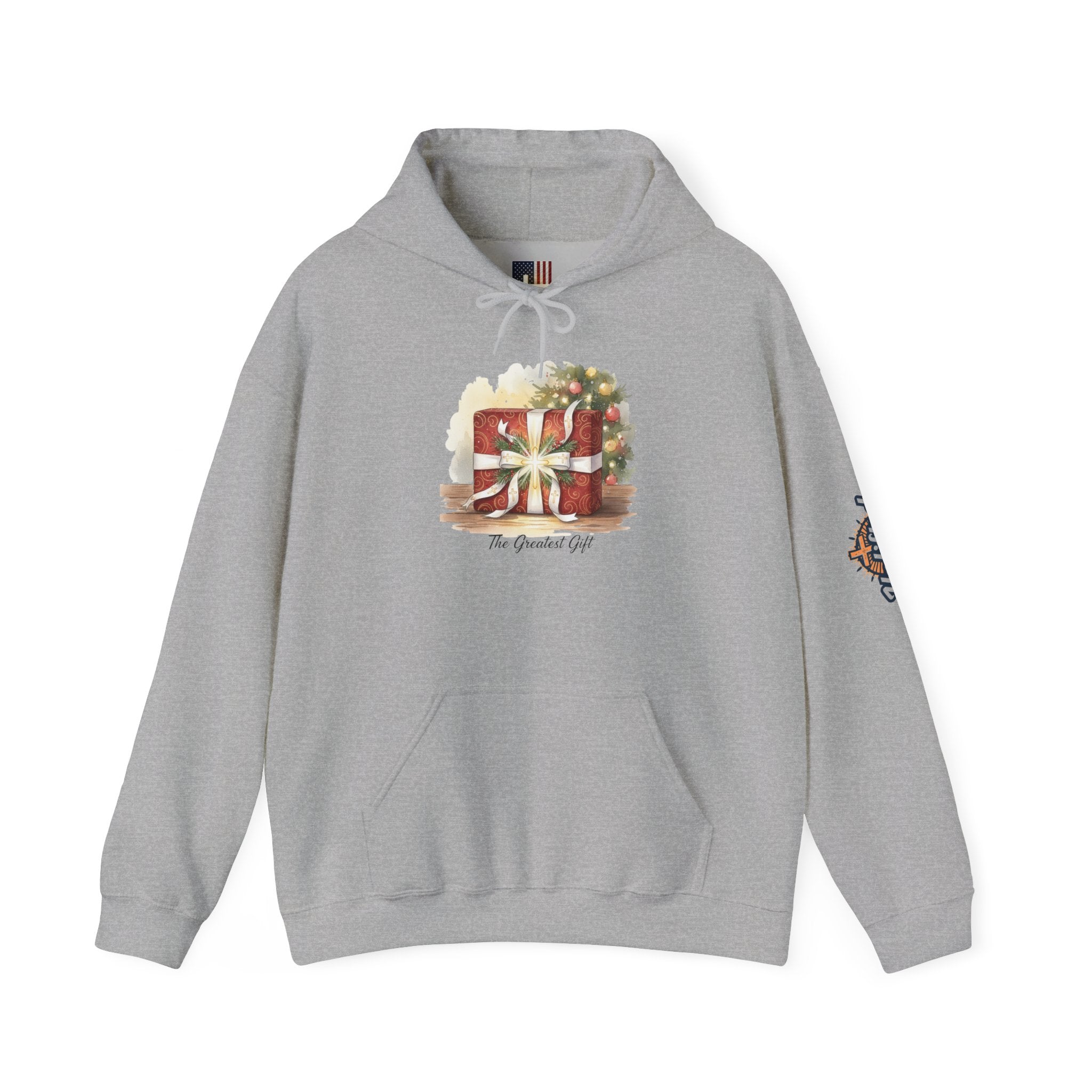 The Greatest Gift Hoodie – Cross Bow Present Christian Hoodie for Christmas Salvation & Eternal Faith Printify