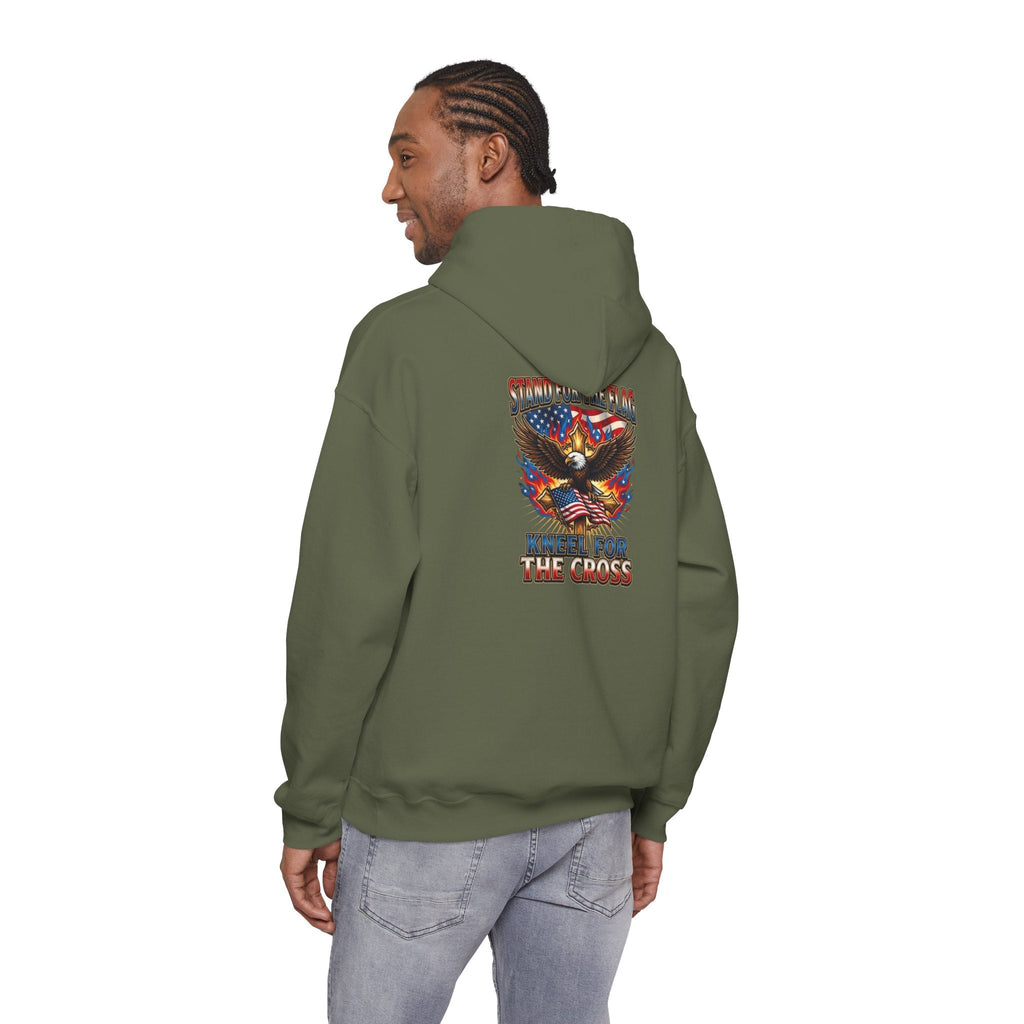 Stand for the Flag Kneel for the Cross Hoodie | Patriotic Eagle Hoodie Printify