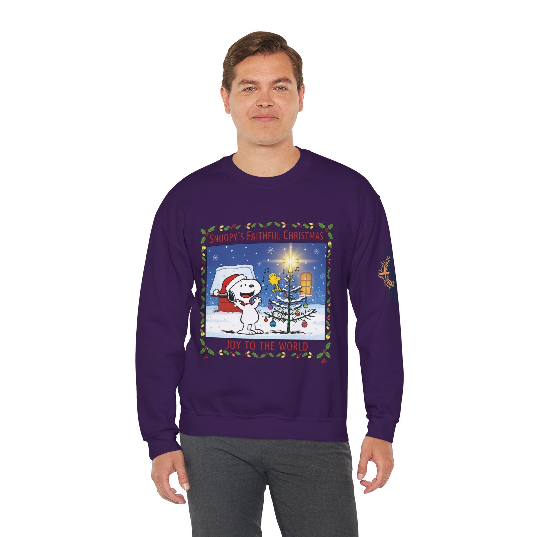 🎄 Faithful Christmas Friends – Christian Holiday Sweatshirt | Festive Tree & Cartoon Duo | Heartwarming Christmas Tee by Uplifted Gear Printify