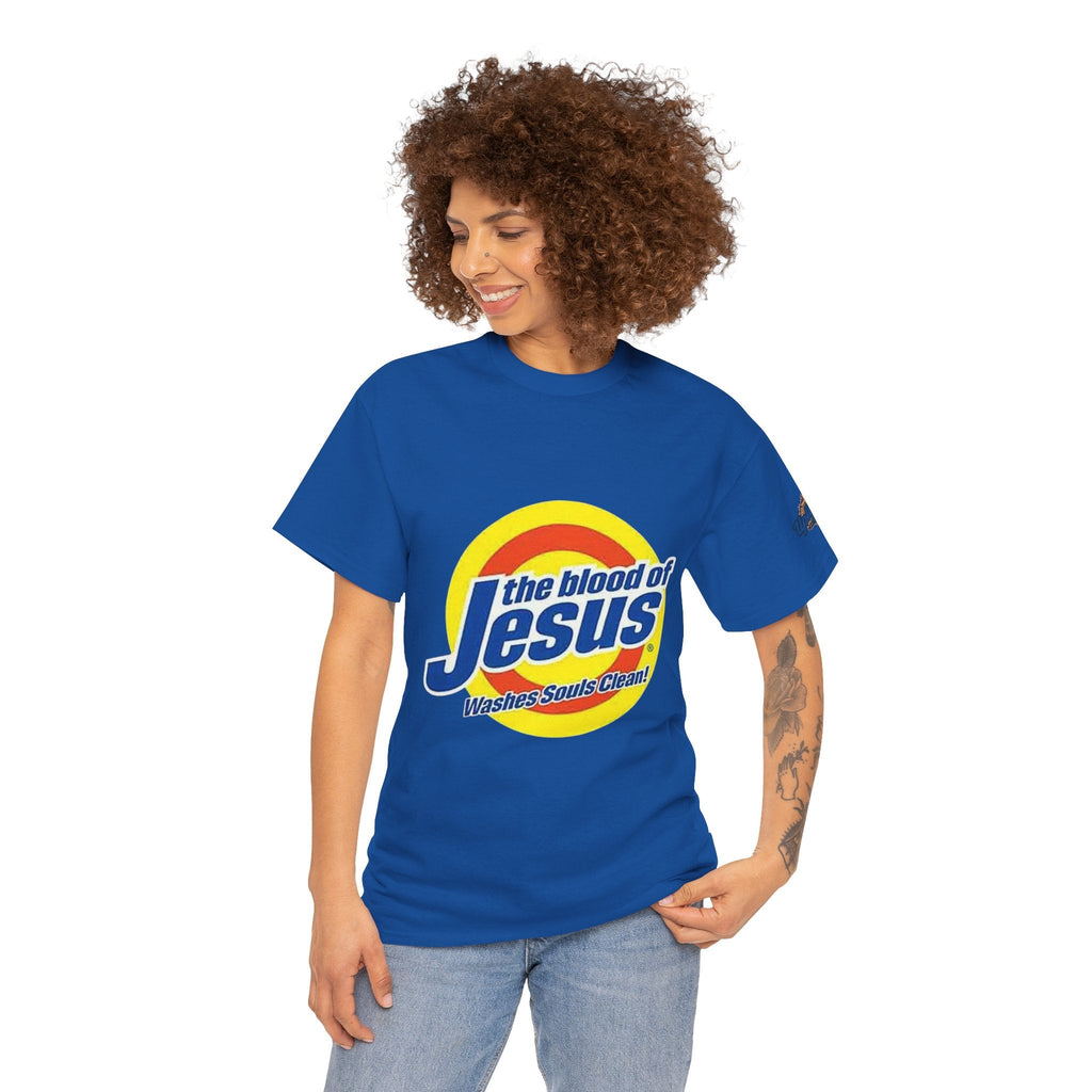 Blood of Jesus Washes Souls Clean T-shirt - Funny Tide Parody - Christian Faith T-shirt Printify