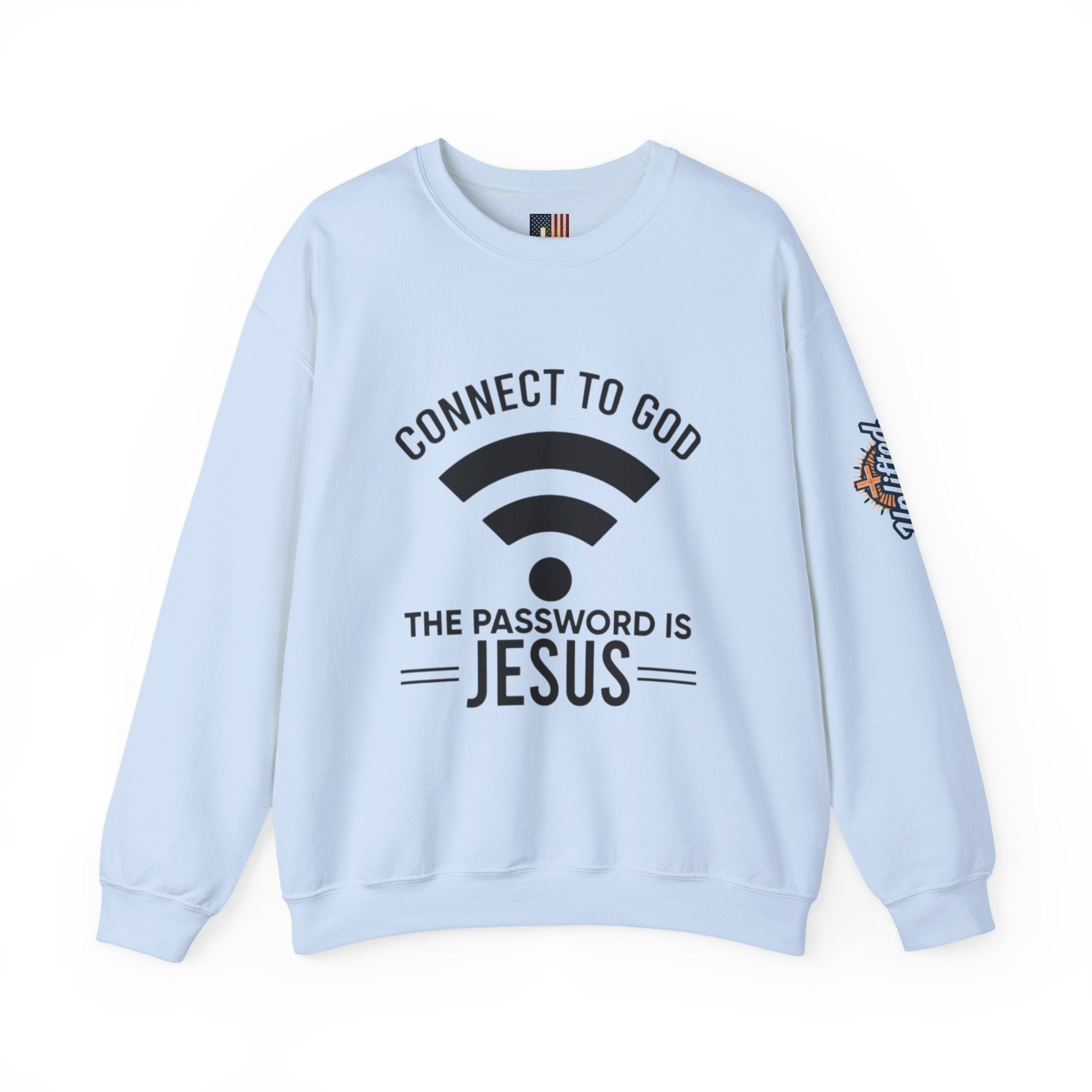 Connect to God Sweatshirt - WIFI Password is Jesus - Funny Christian Faith Sweatshirt Printify