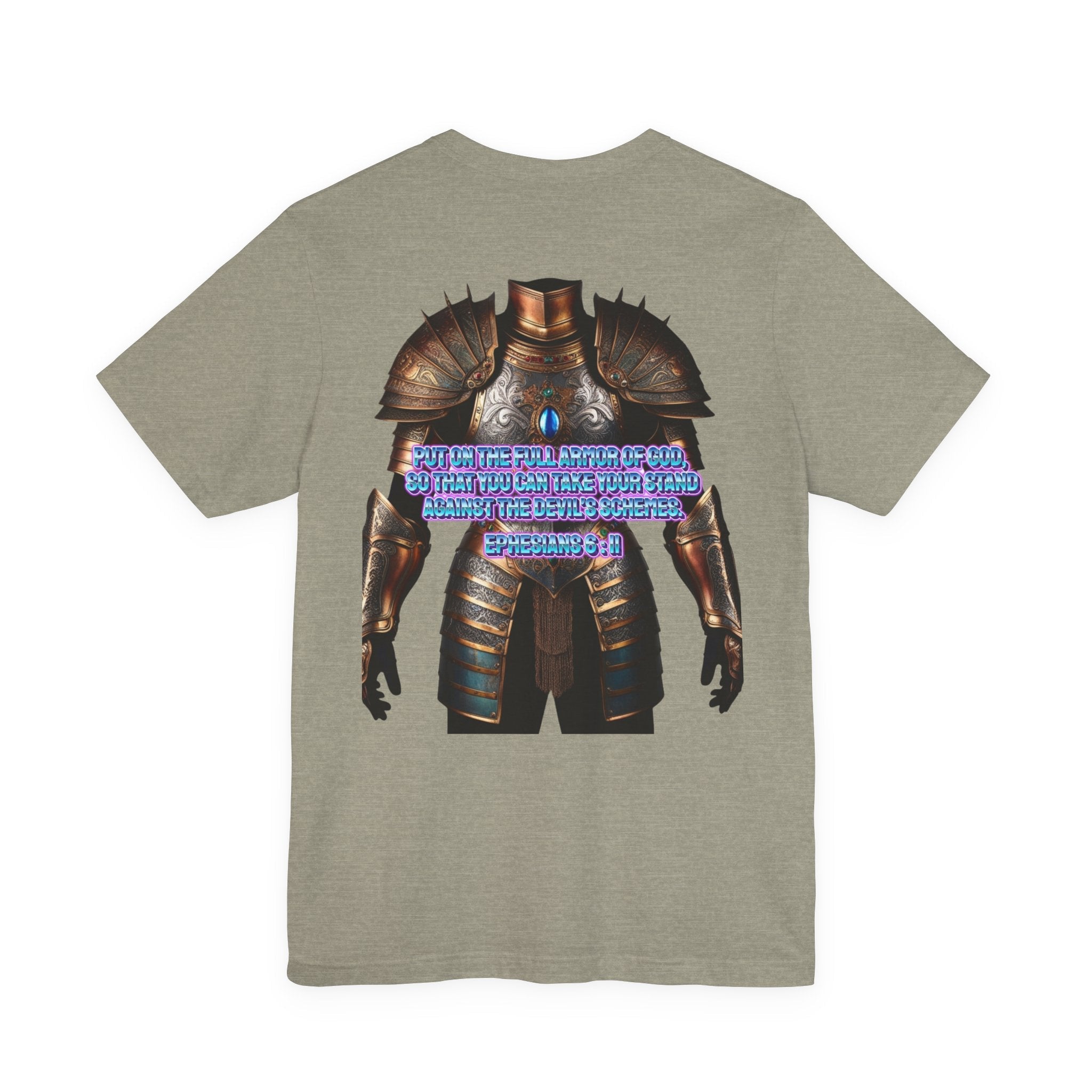 Religious Graphic Tee with Armor Of God Design Unisex Jersey Short Sleeve Tee Printify