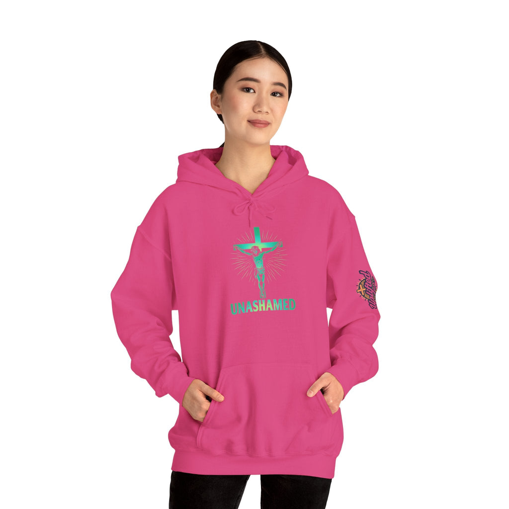 Unashamed Hoodie – Romans 1:16 Crucifixion Christian Hoodie for Bold Unwavering Faith Printify