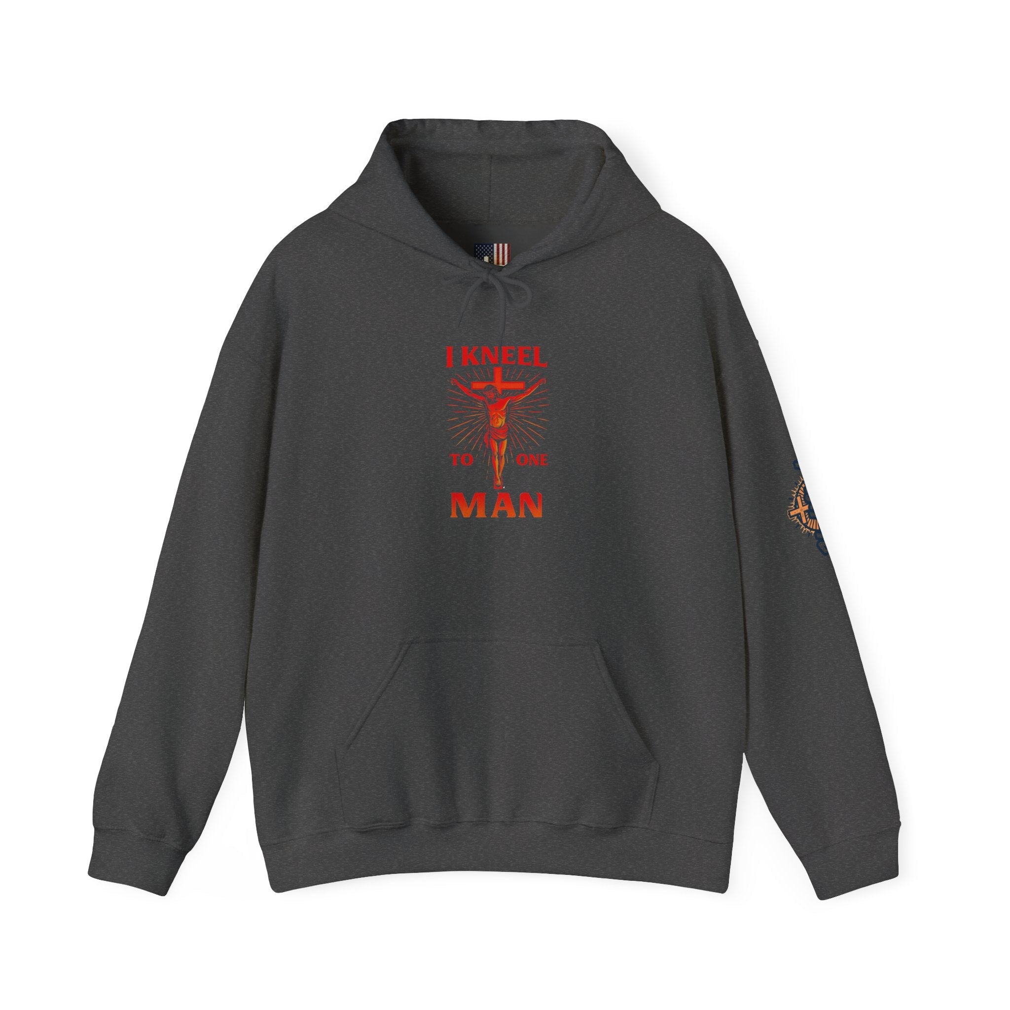 I Kneel to One Man Hoodie – Crucifixion Christian Sweatshirt for Unashamed Devotion & Bold Faith Printify