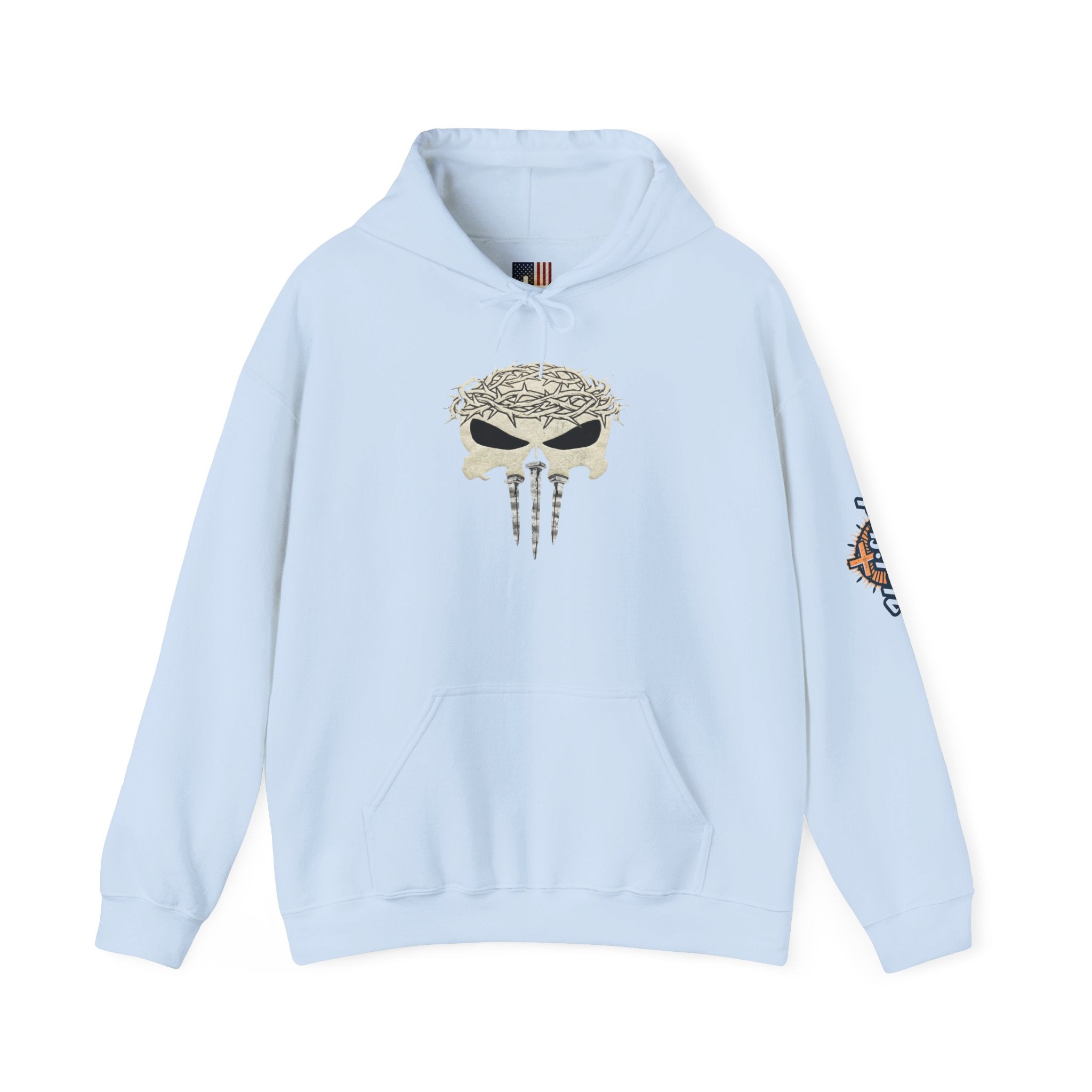 Christian Skull Hoodie - Crown of Thorns & Nails - Warrior Faith Hoodie Printify